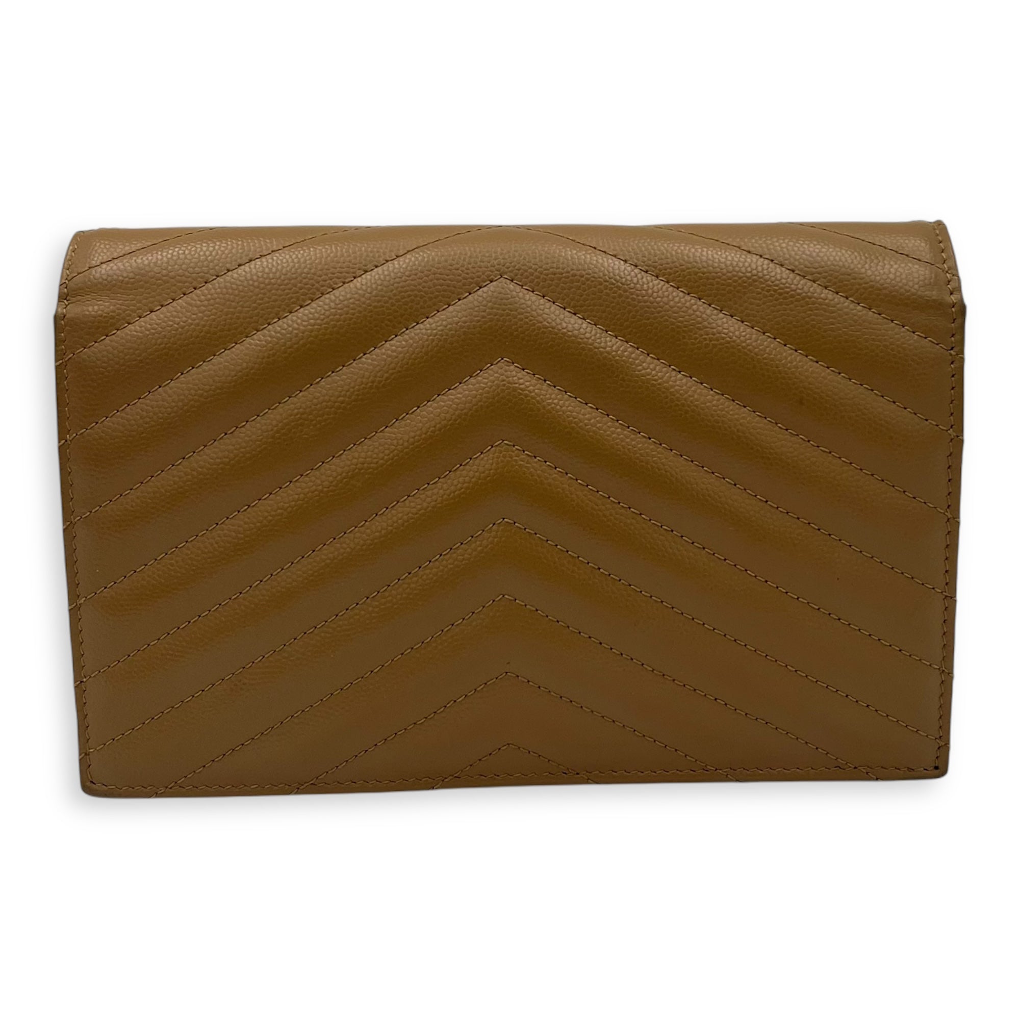 Cassandre Wallet On Chain Beige in Calfskin, Gold hardware