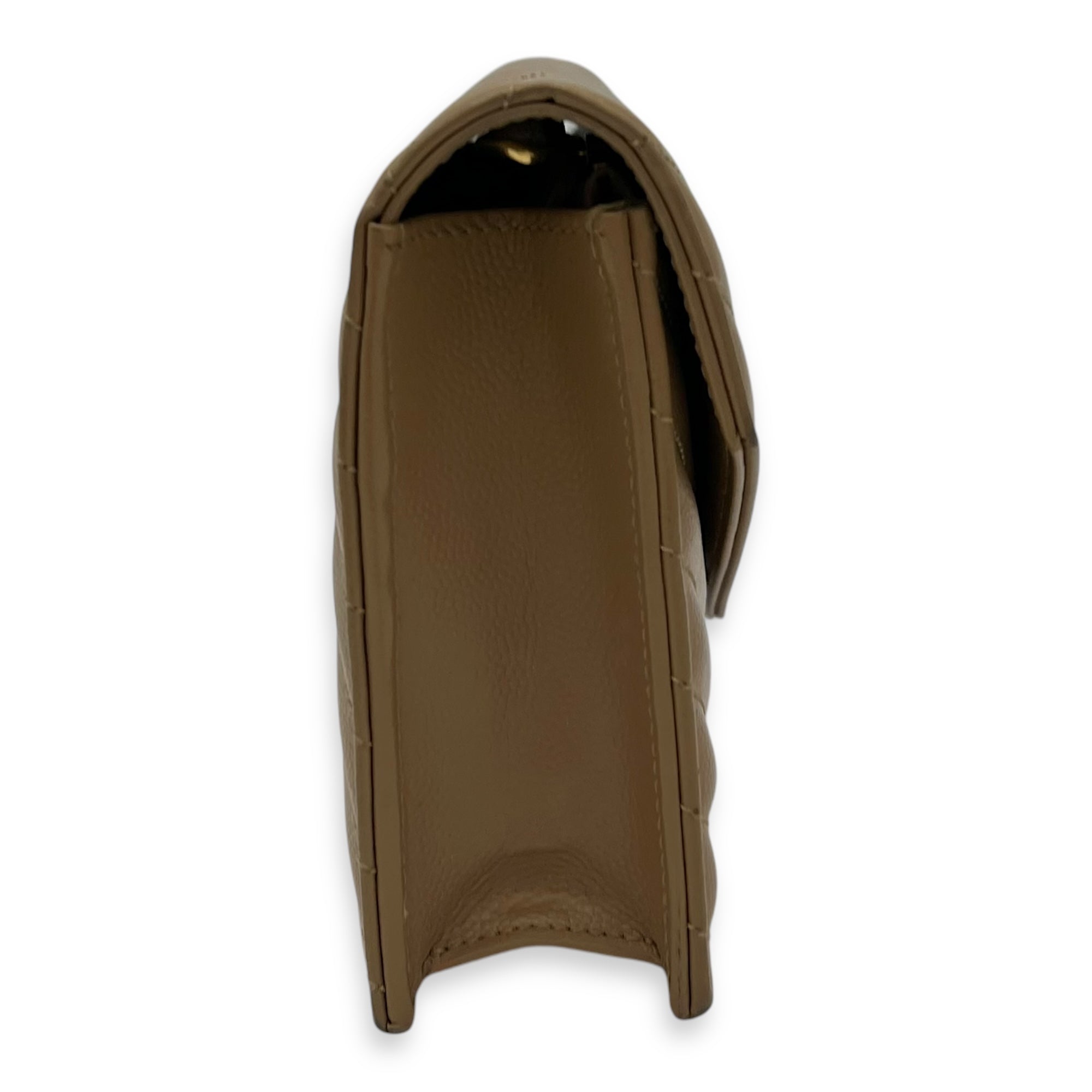 Cassandre Wallet On Chain Beige in Calfskin, Gold hardware