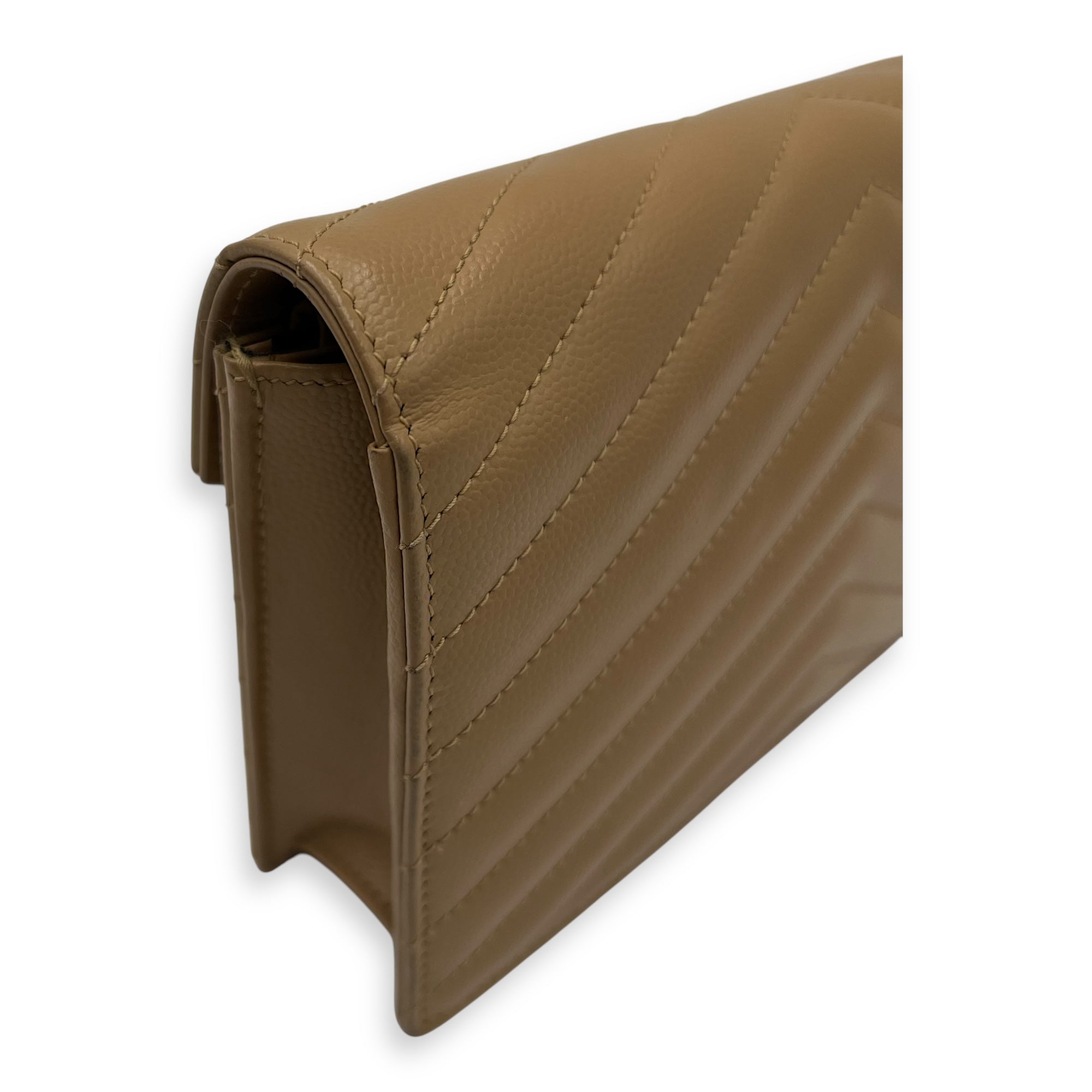 Cassandre Wallet On Chain Beige in Calfskin, Gold hardware