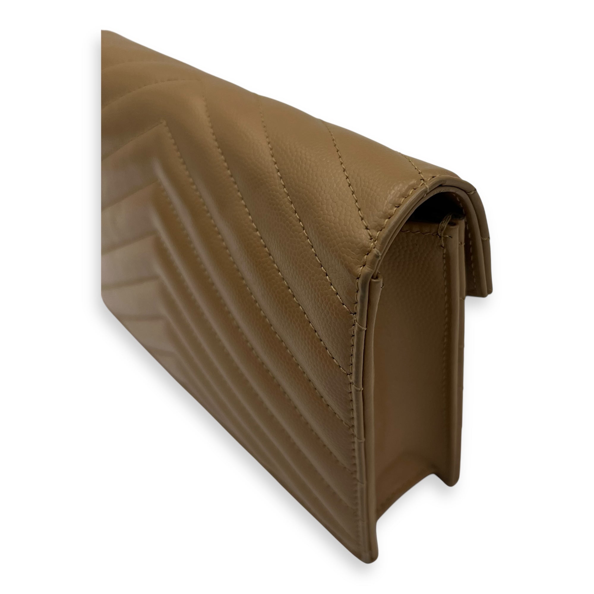 Cassandre Wallet On Chain Beige in Calfskin, Gold hardware