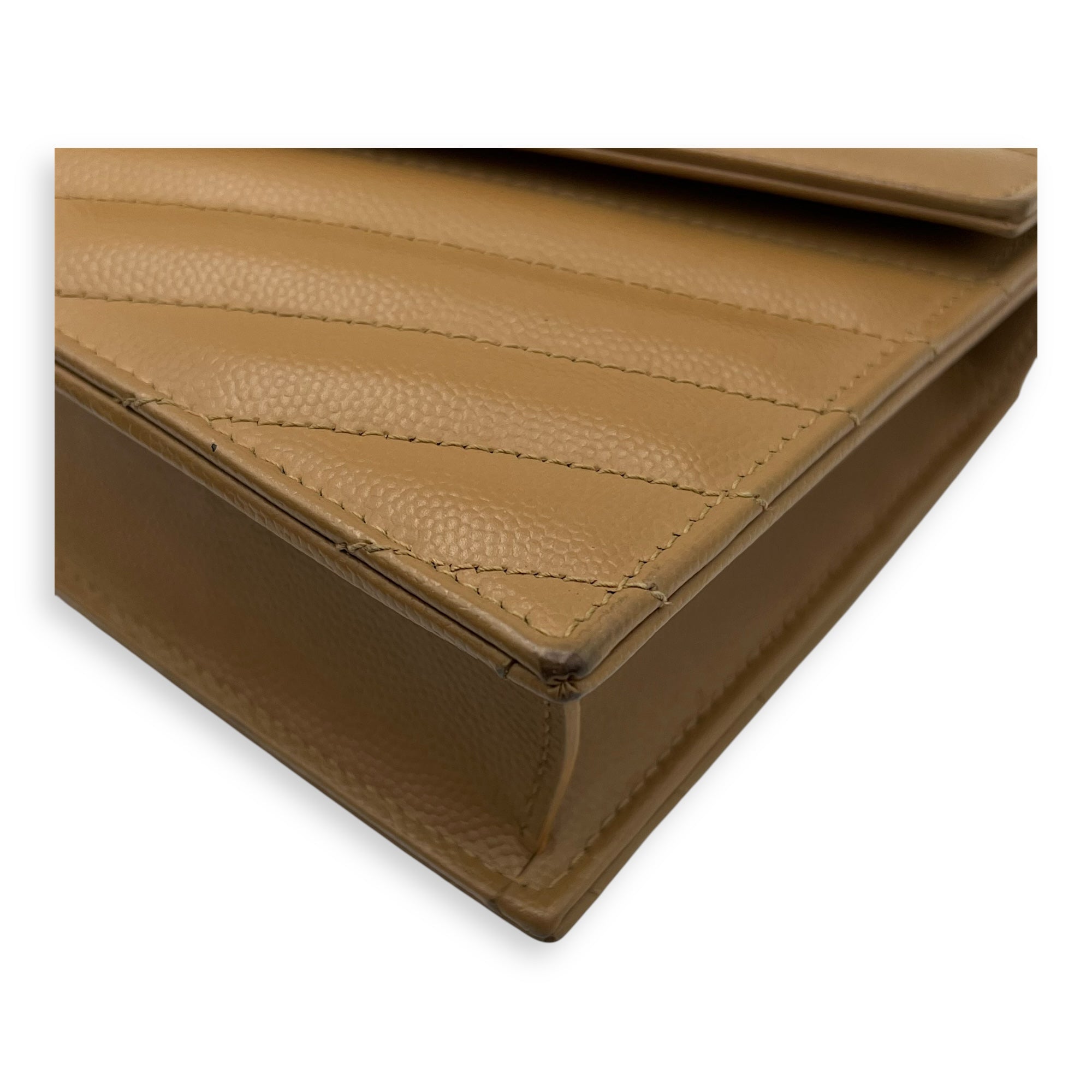 Cassandre Wallet On Chain Beige in Calfskin, Gold hardware