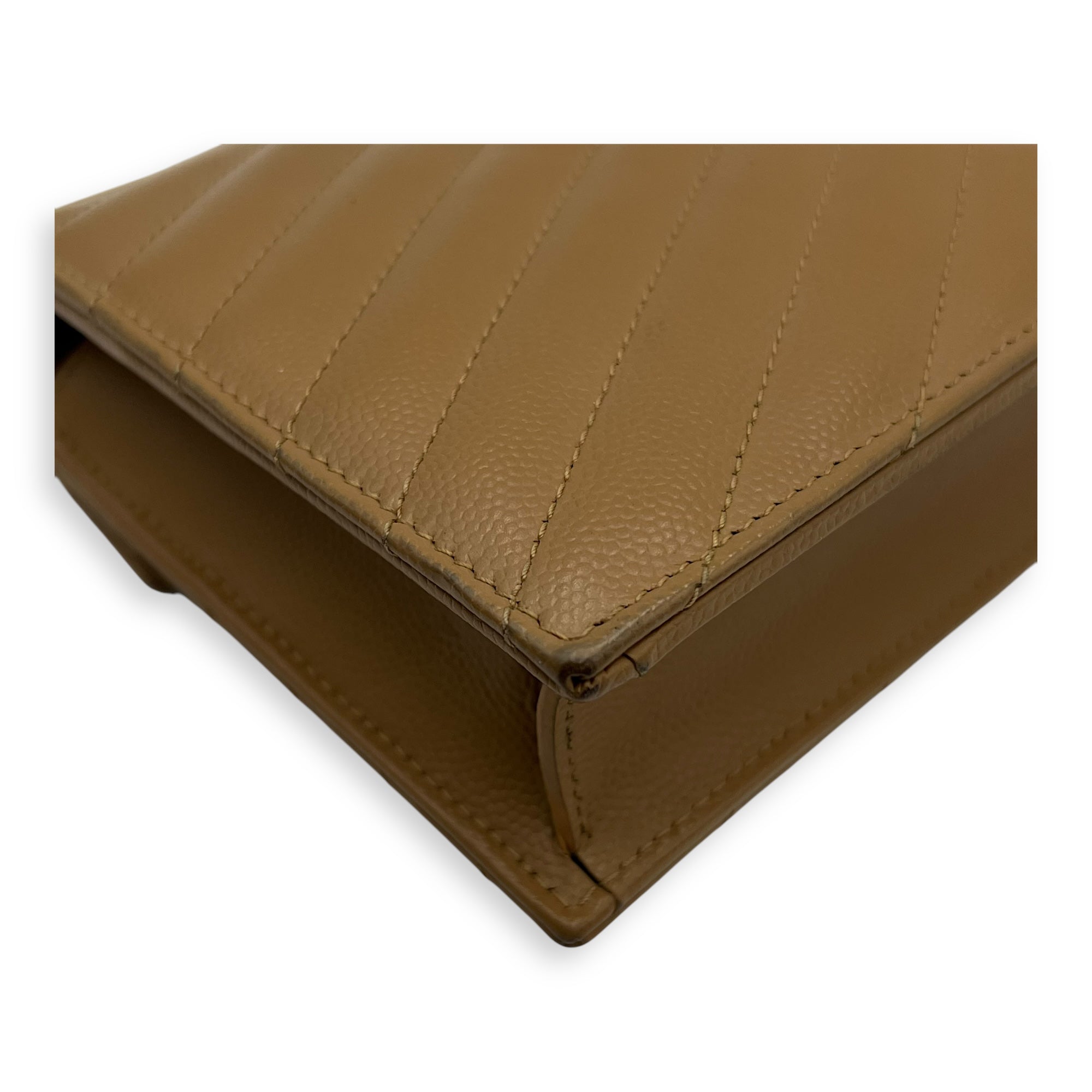 Cassandre Wallet On Chain Beige in Calfskin, Gold hardware