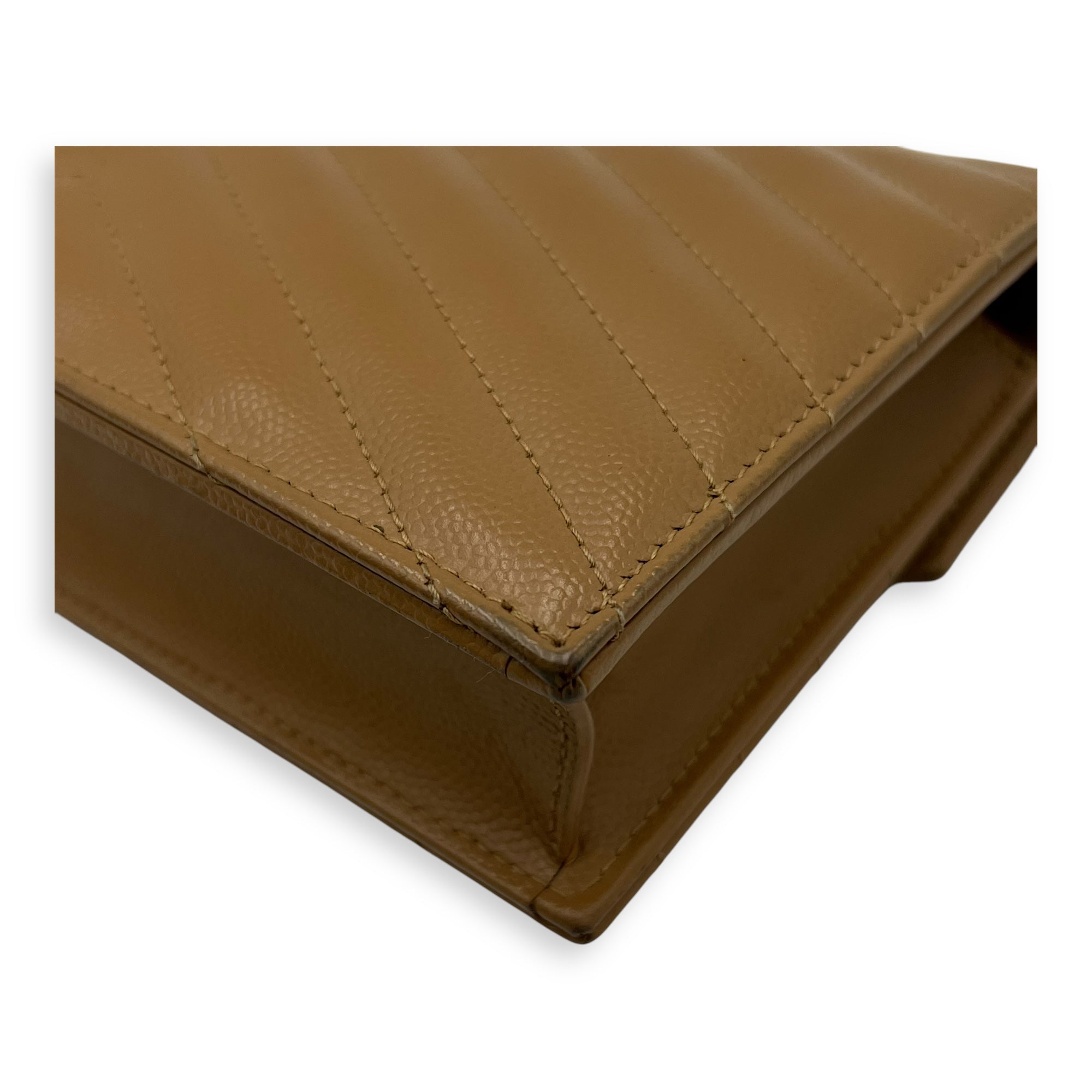 Cassandre Wallet On Chain Beige in Calfskin, Gold hardware
