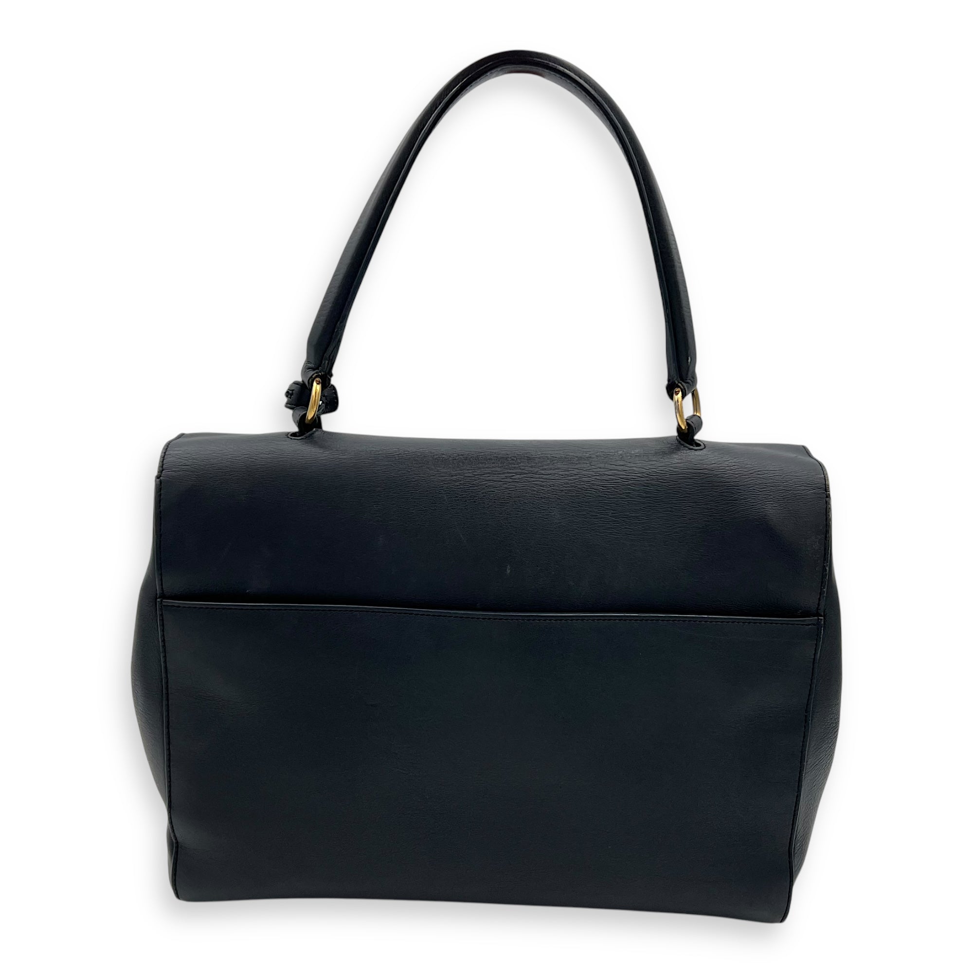 Moujik Top Handle Bag Blue in Calfskin, Gold hardware