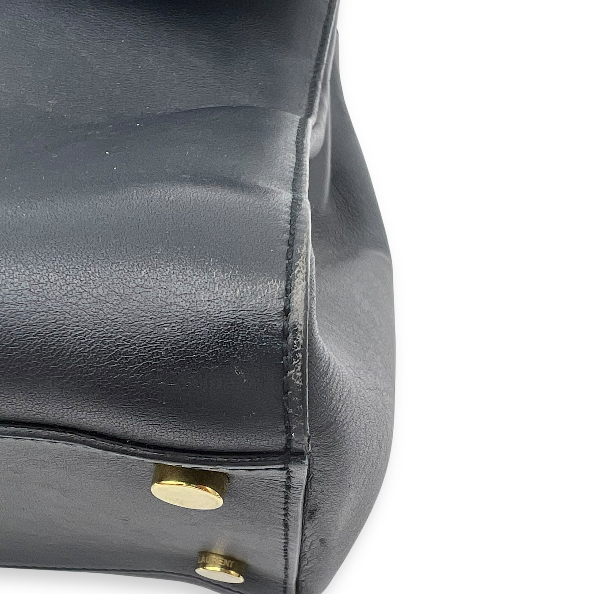 Moujik Top Handle Bag Blue in Calfskin, Gold hardware