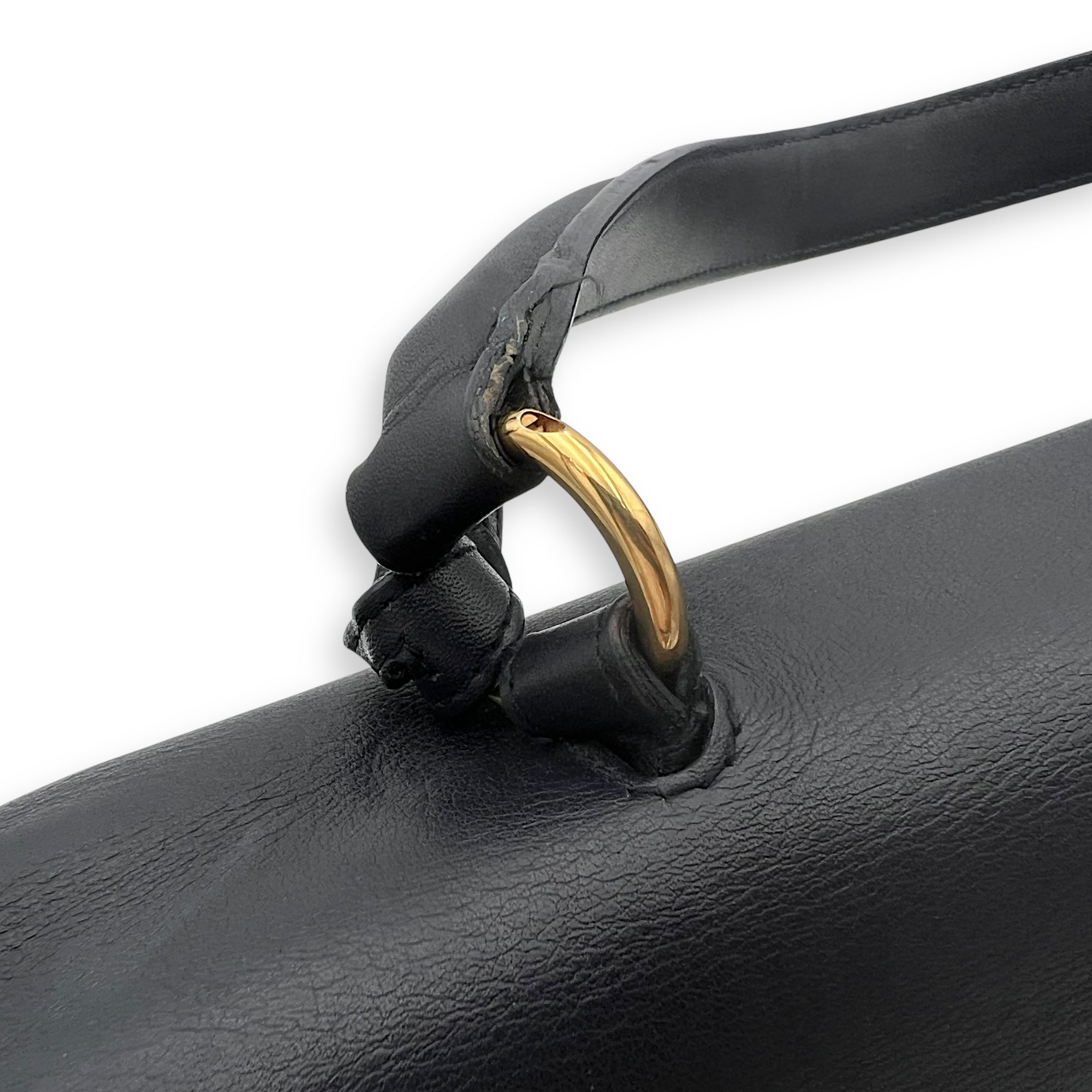 Moujik Top Handle Bag Blue in Calfskin, Gold hardware
