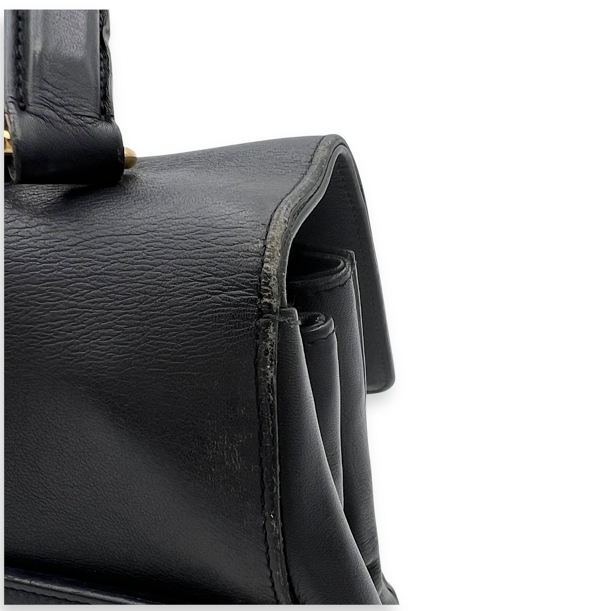Moujik Top Handle Bag Blue in Calfskin, Gold hardware