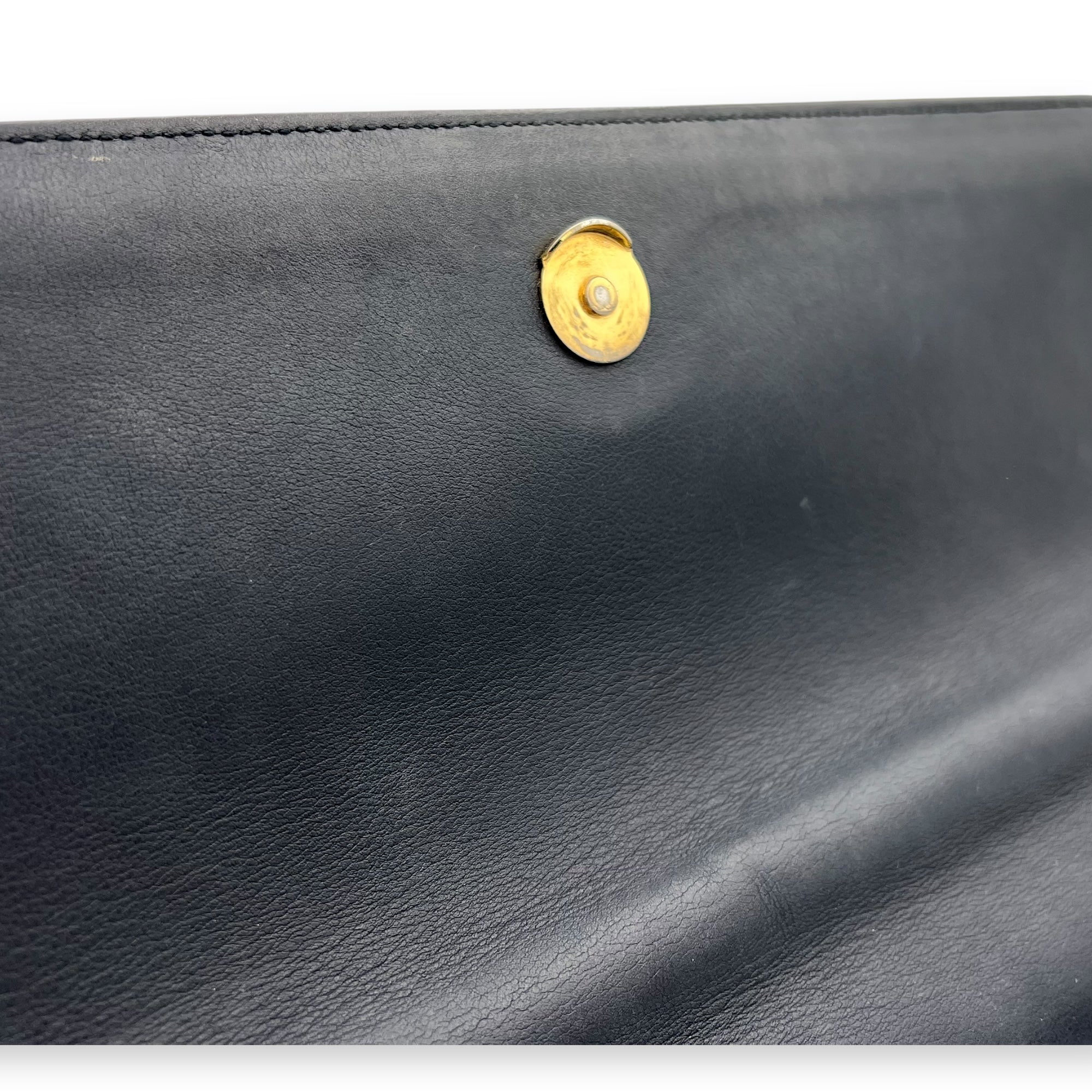 Moujik Top Handle Bag Blue in Calfskin, Gold hardware
