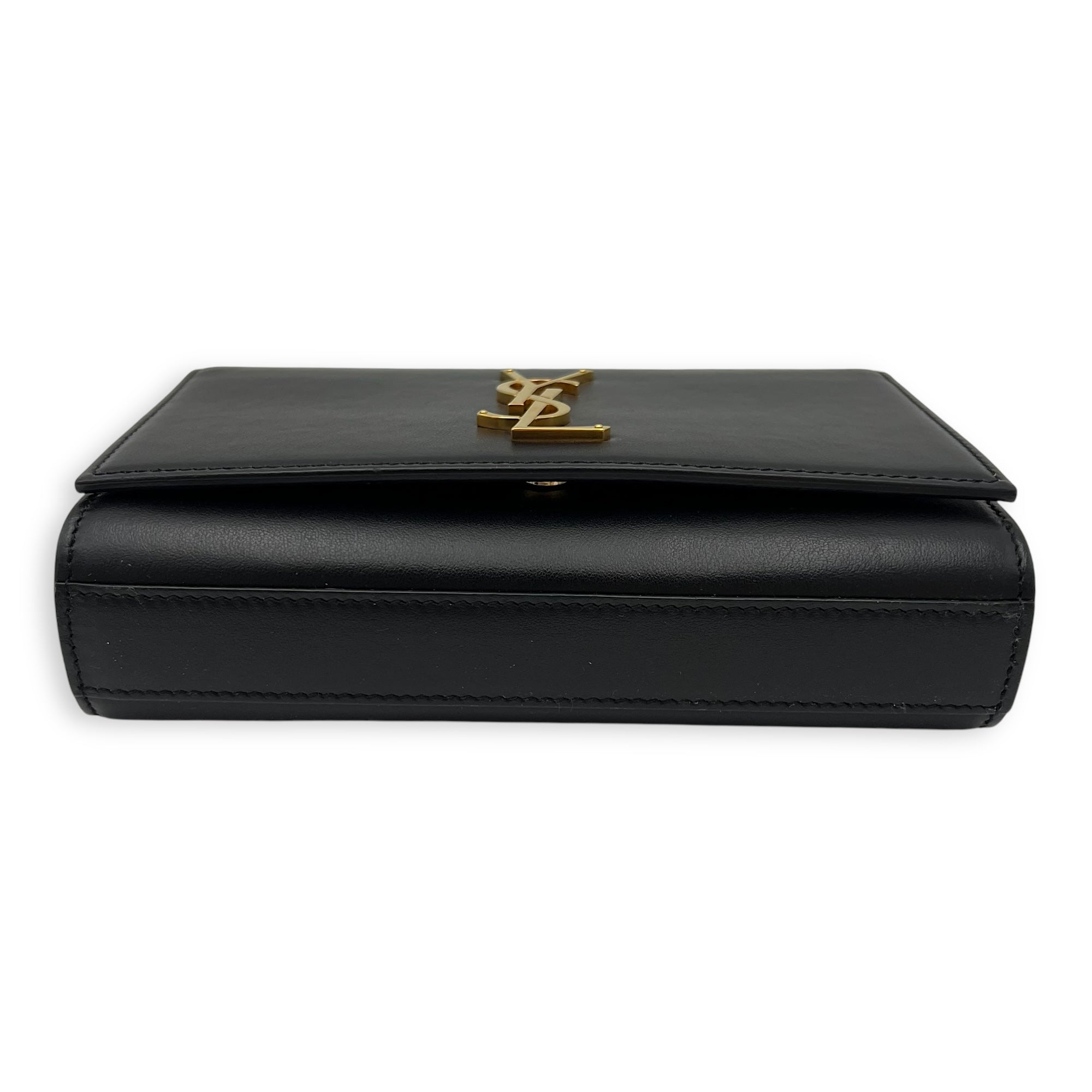 Kate Belt Bag Black in Calfskin, Gold hardware
