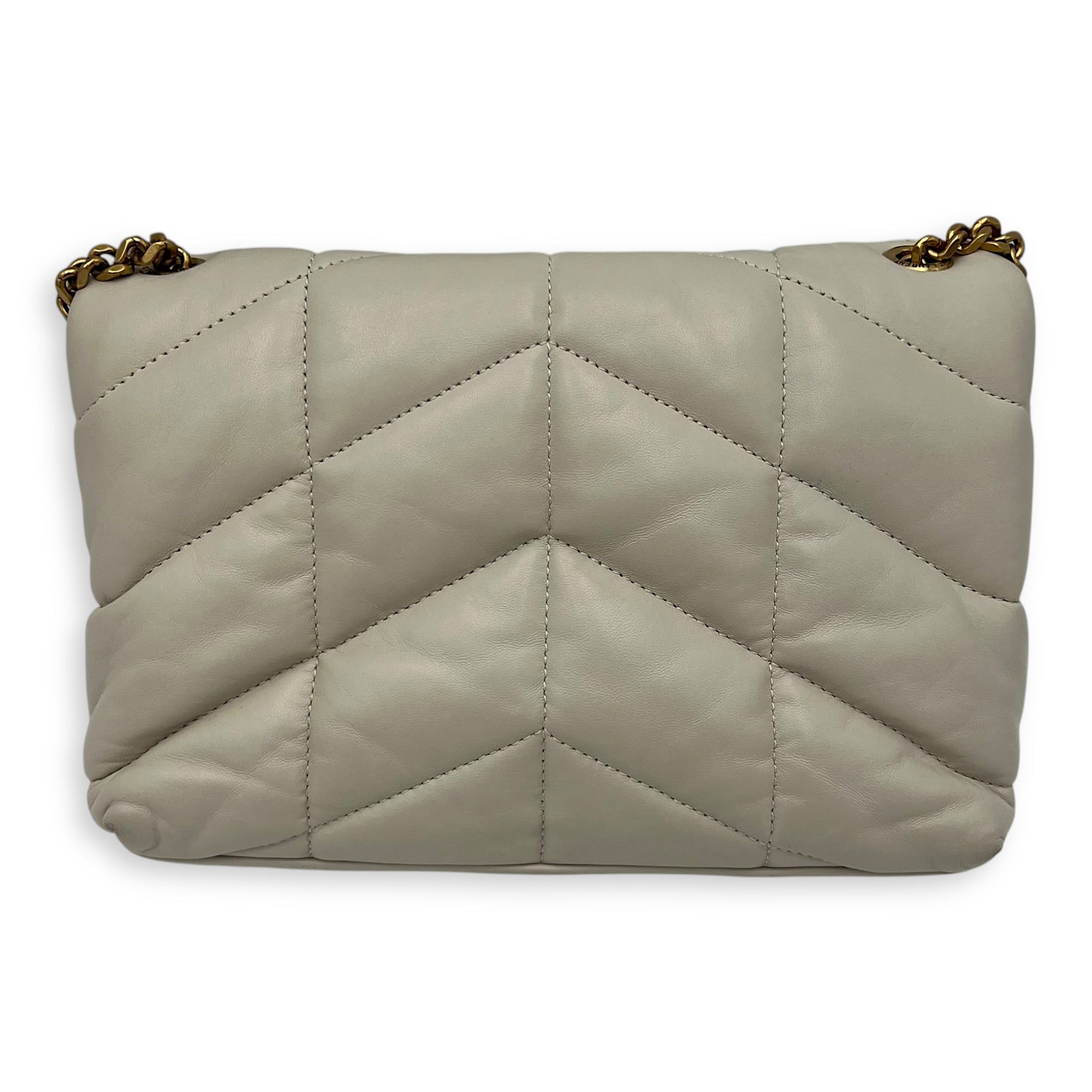 Puffer Shoulder Bag White in Lambskin, Gold hardware