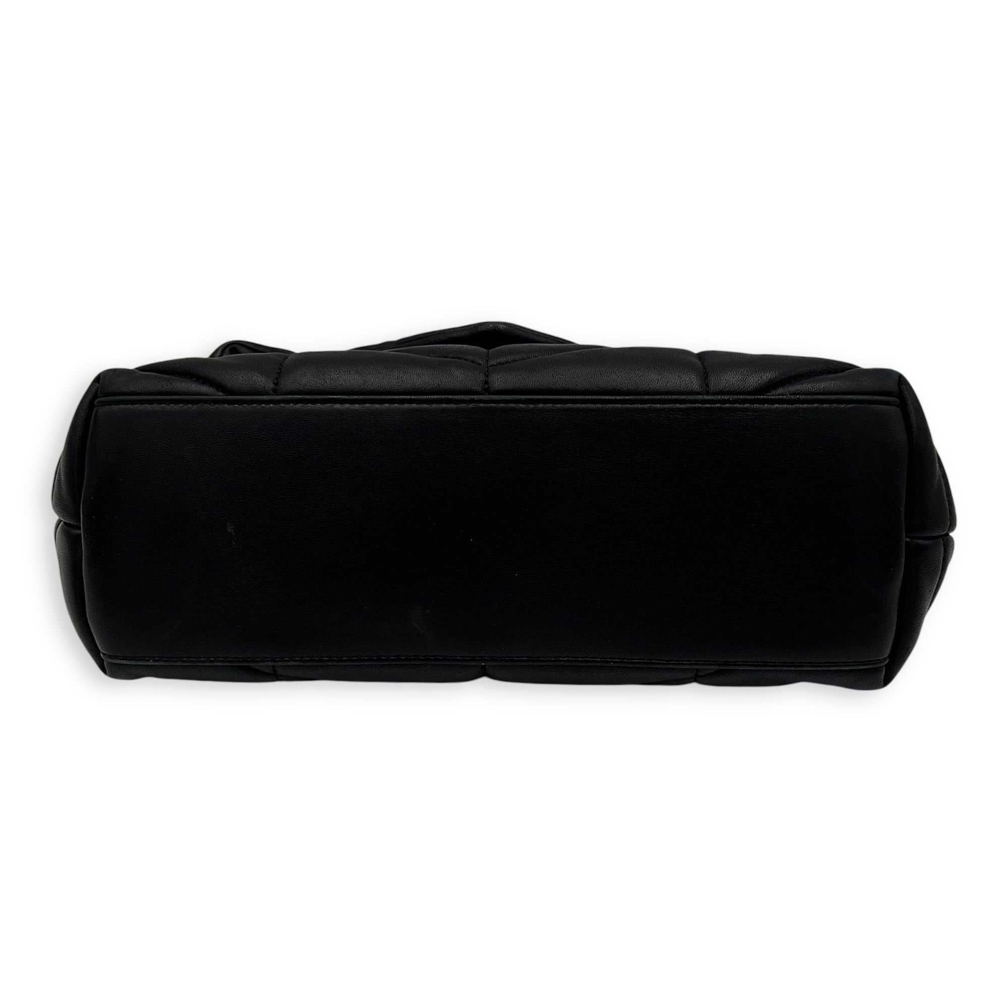 Puffer Shoulder Bag Black in Lambskin, Silver hardware