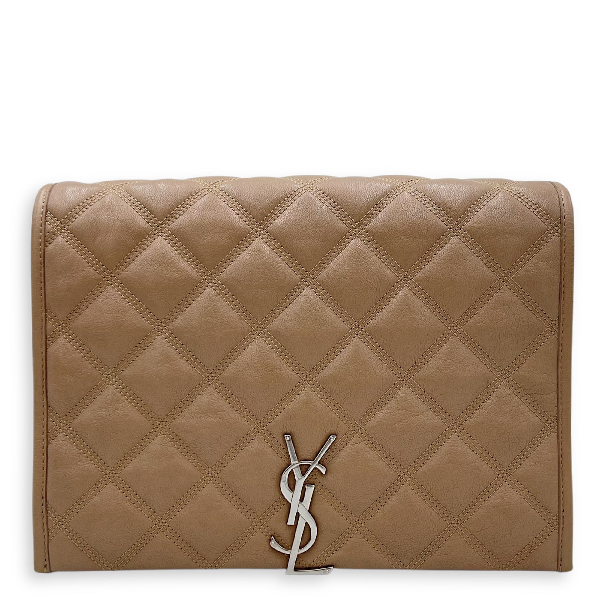 Becky Shoulder Bag Beige in Goat Leather, Silver hardware