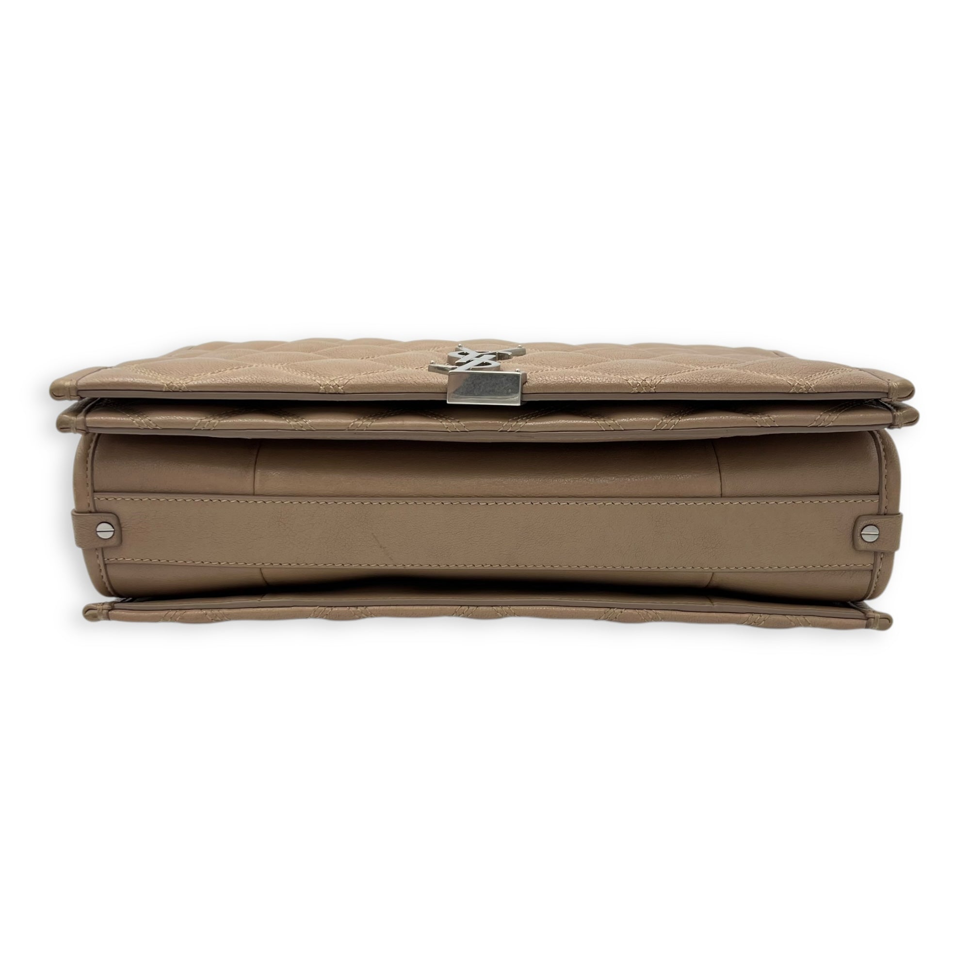 Becky Shoulder Bag Beige in Goat Leather, Silver hardware
