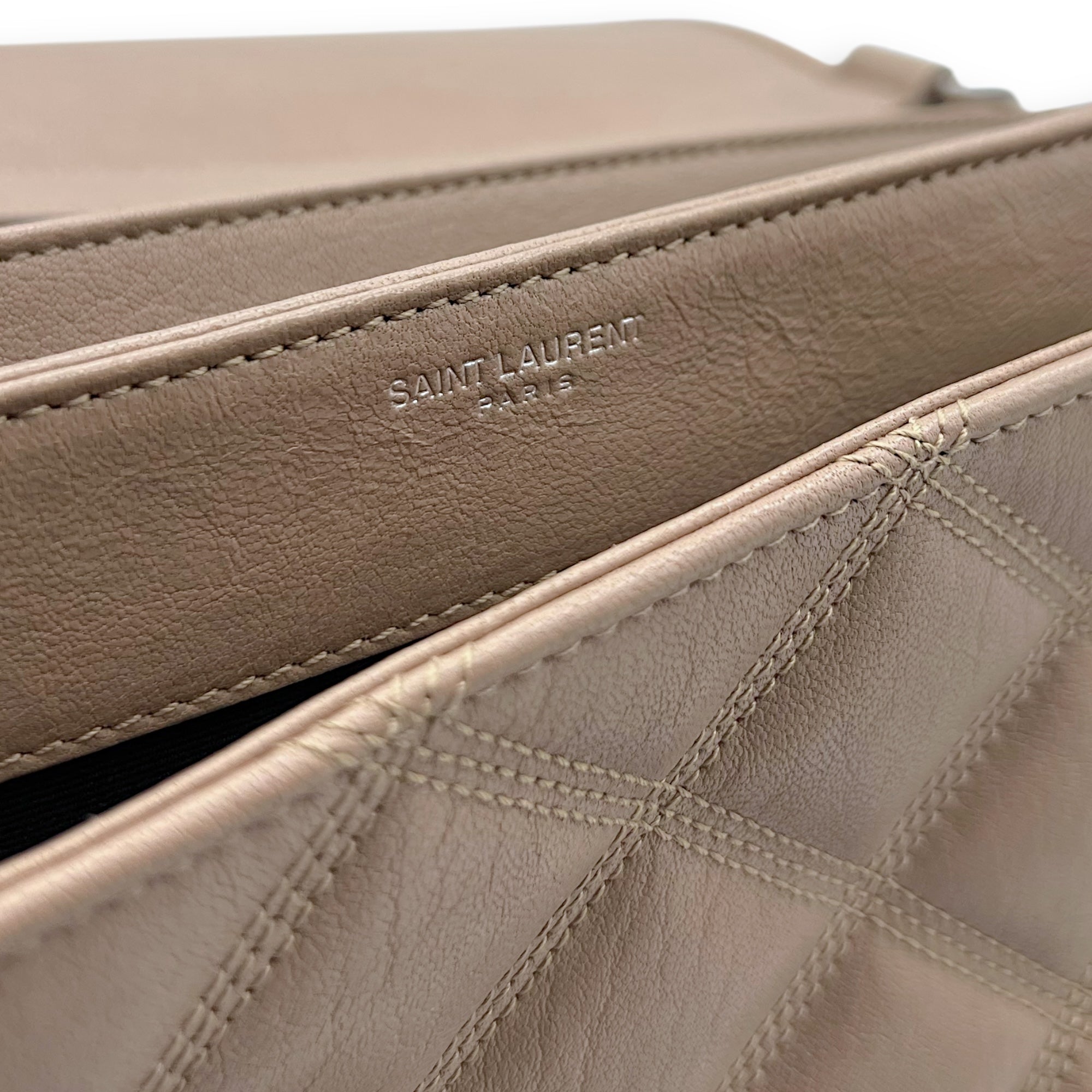 Becky Shoulder Bag Beige in Goat Leather, Silver hardware