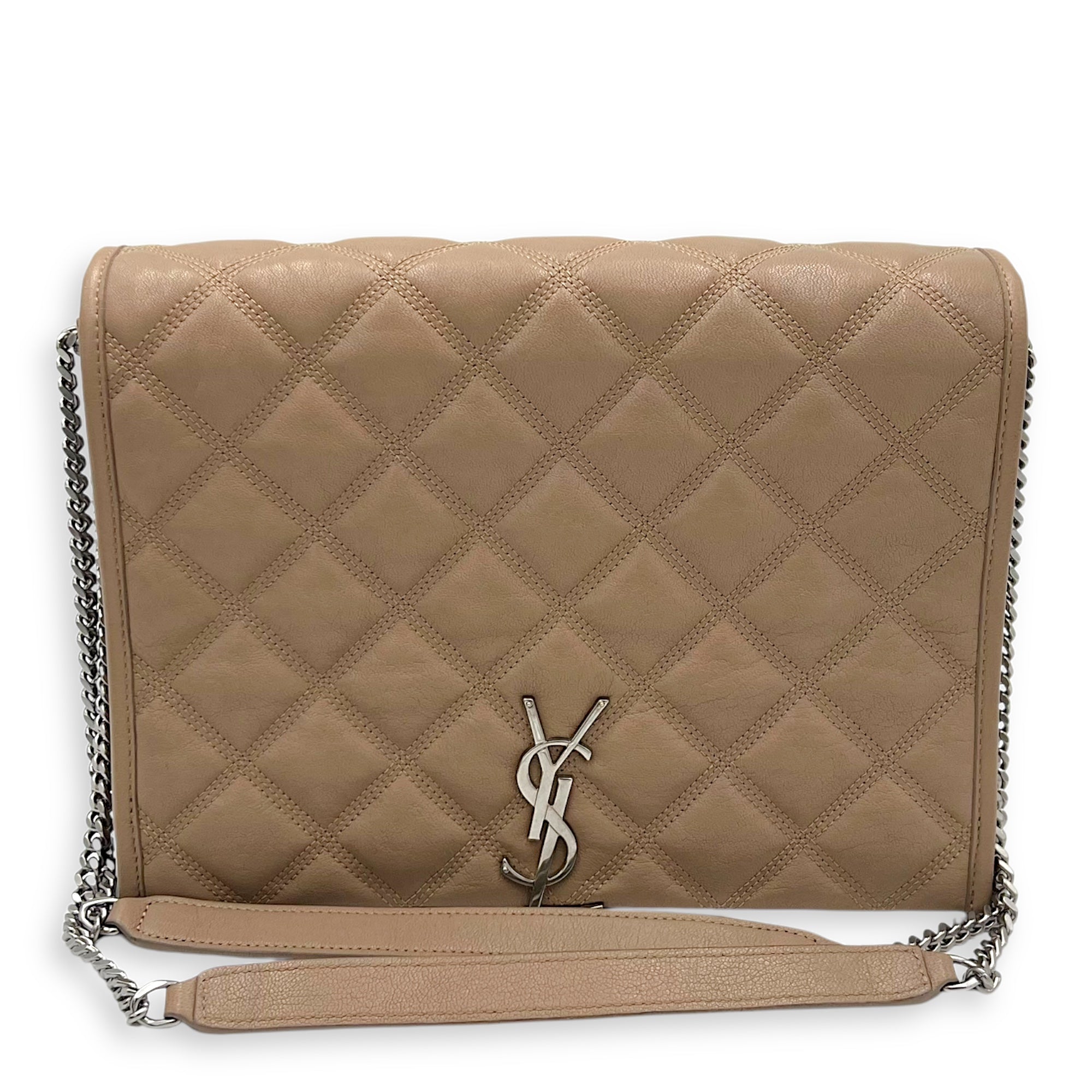 Becky Shoulder Bag Beige in Goat Leather, Silver hardware