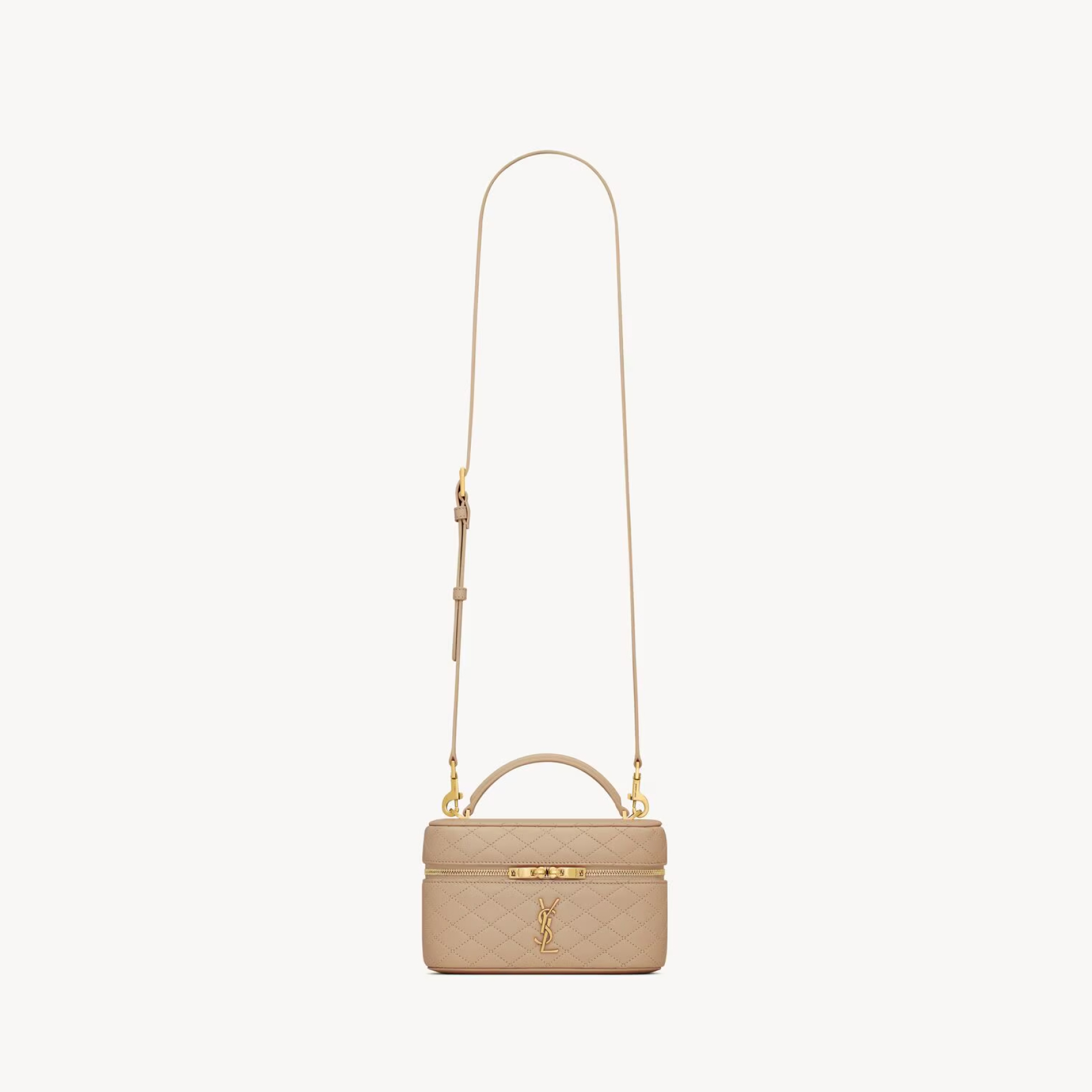 SAINT LAURENT YSL GABY vanity Medium bag in lambskin - DK TOFFEE