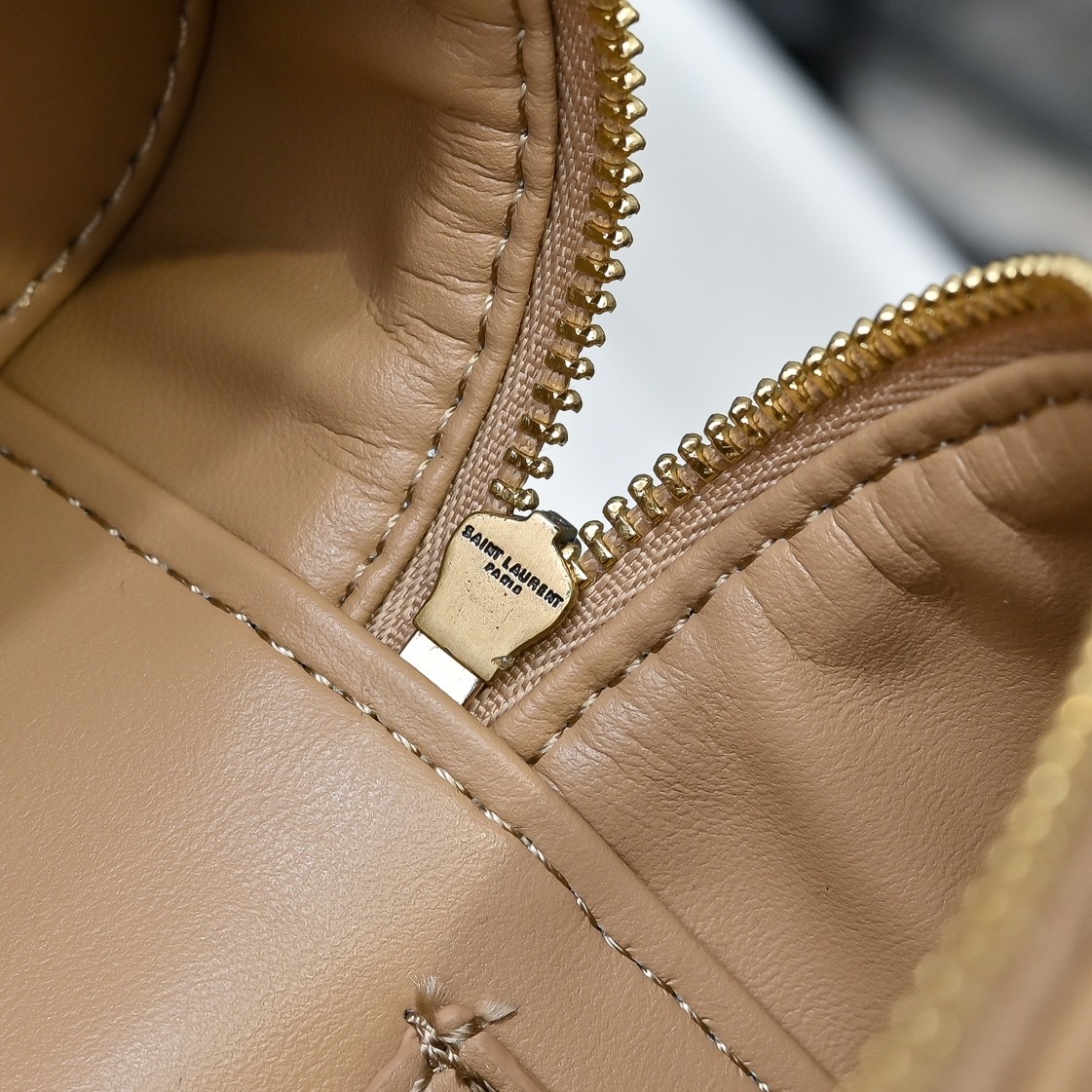 SAINT LAURENT YSL GABY vanity Medium bag in lambskin - DK TOFFEE