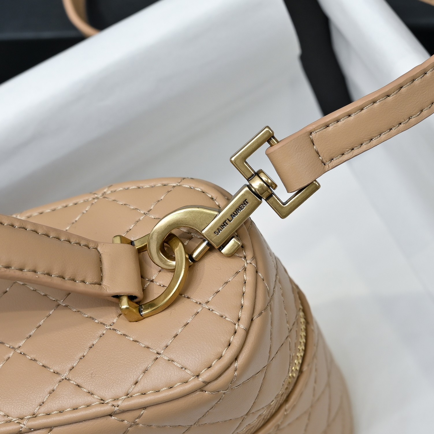 SAINT LAURENT YSL GABY vanity Medium bag in lambskin - DK TOFFEE