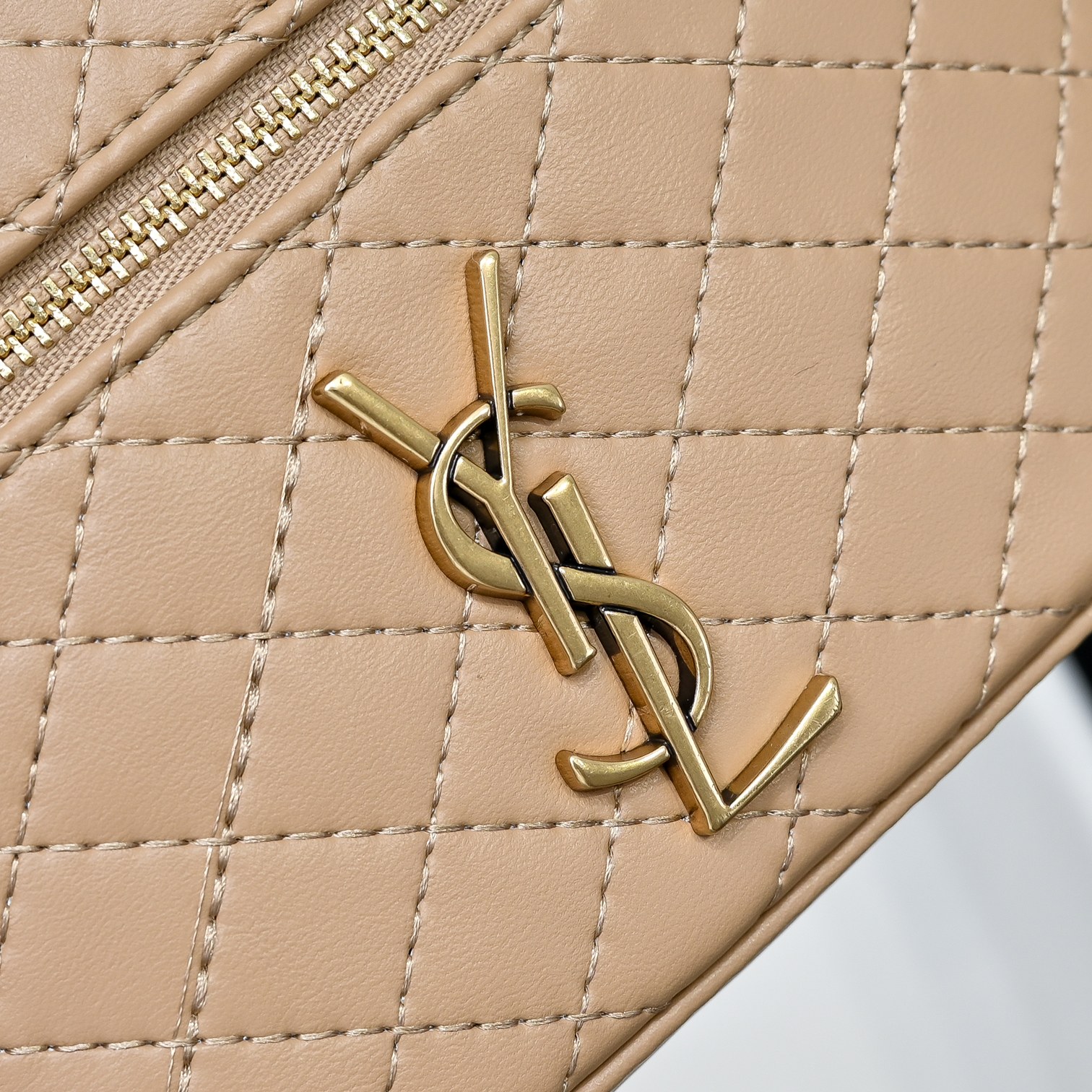 SAINT LAURENT YSL GABY vanity Medium bag in lambskin - DK TOFFEE