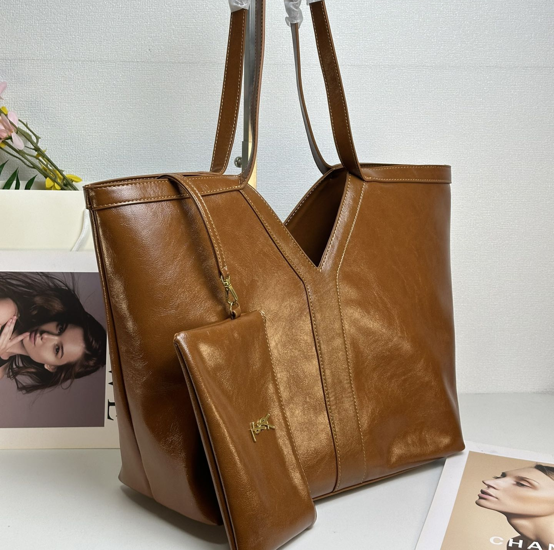 Saint Laurent Oversized Tote Bag - Brown Bag