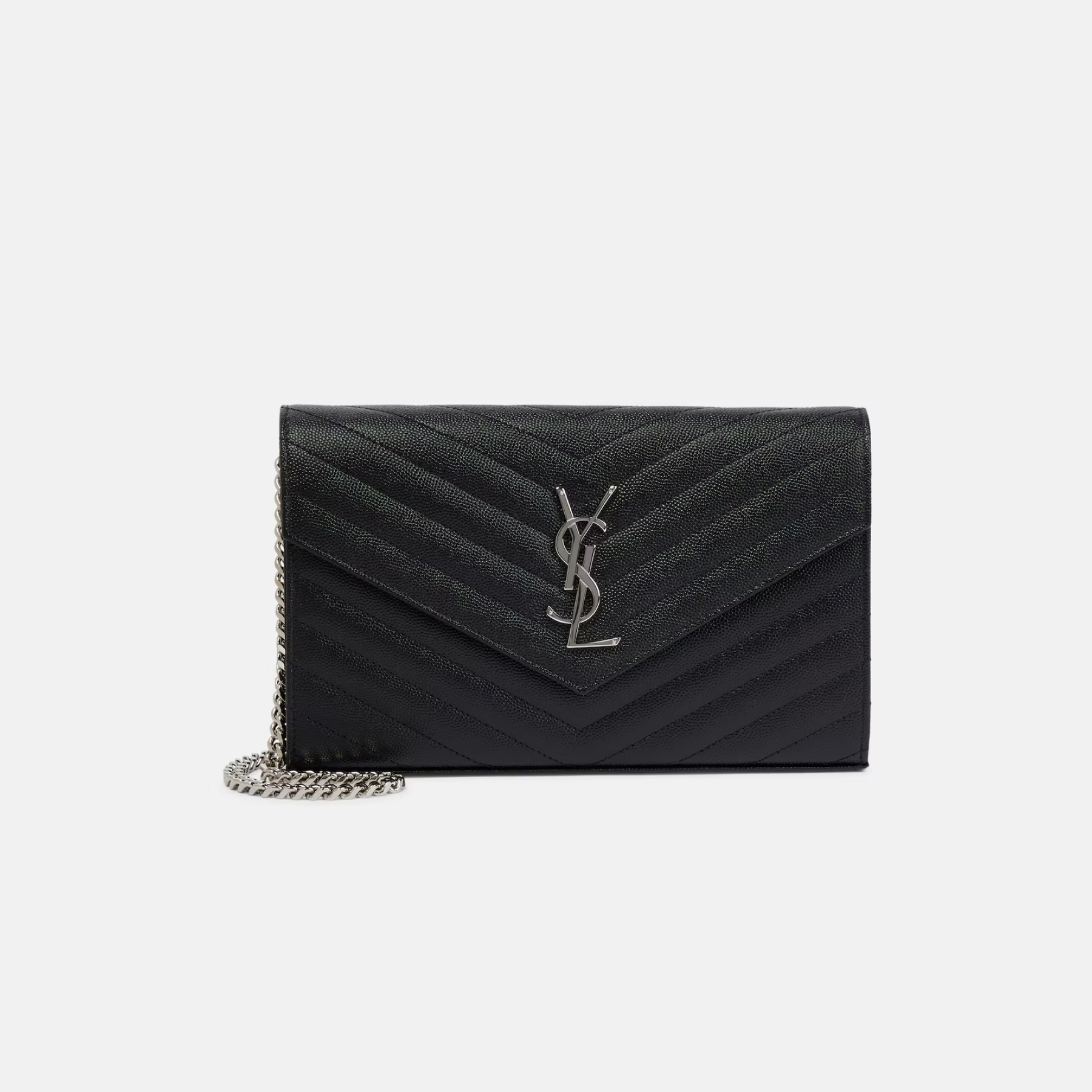 Saint Laurent YSL Cassandre Envelope - Black - Silver Metal