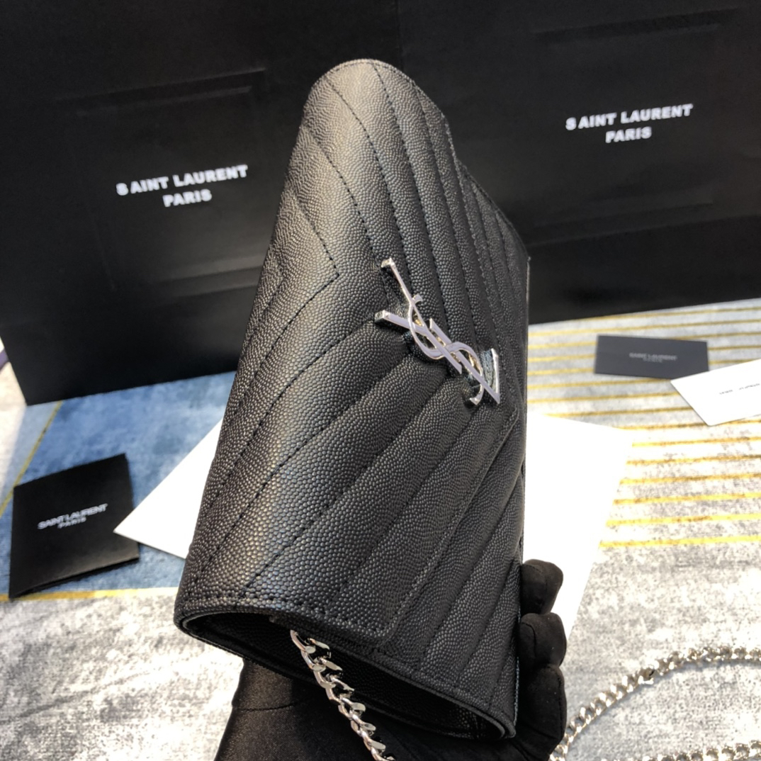 Saint Laurent YSL Cassandre Envelope - Black - Silver Metal