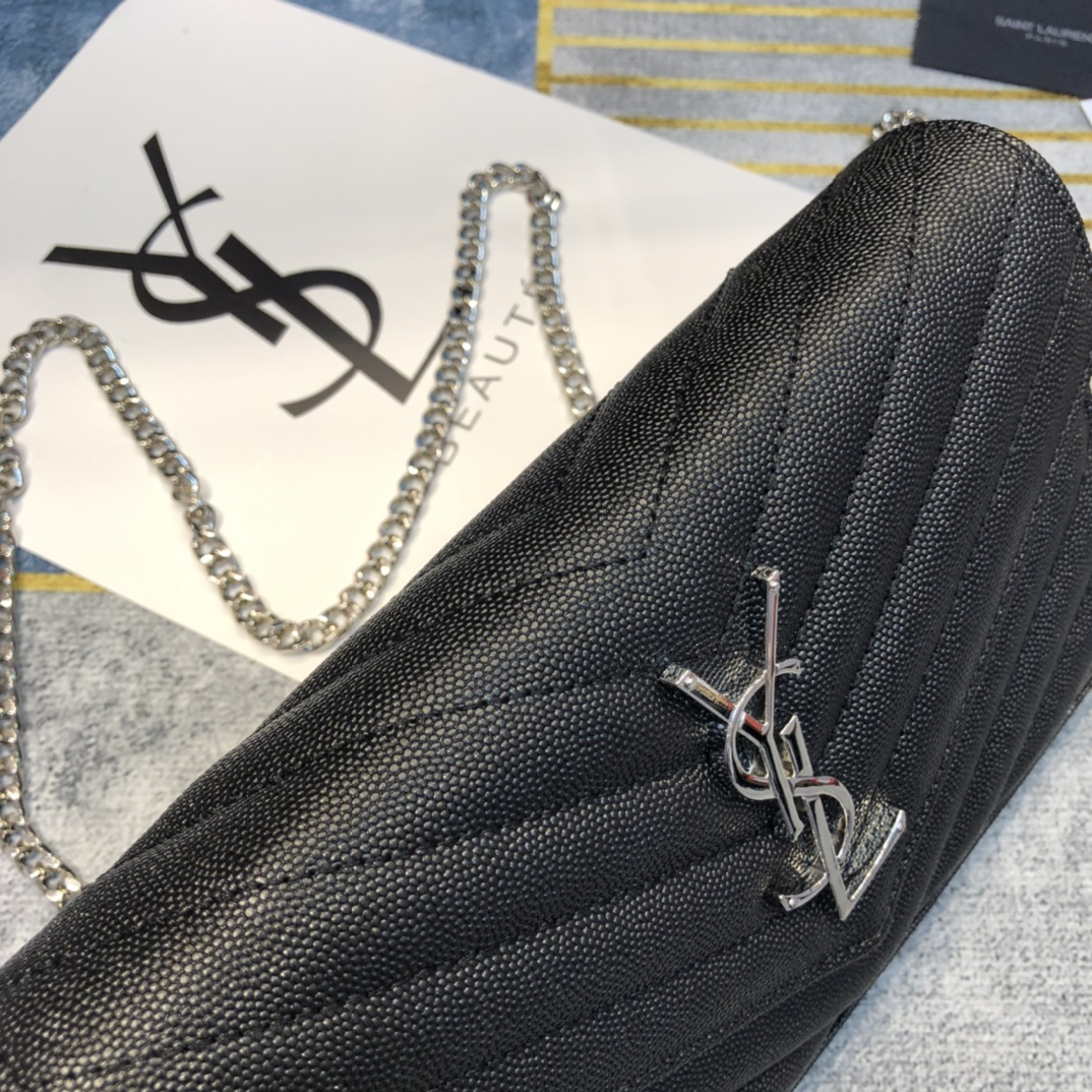Saint Laurent YSL Cassandre Envelope - Black - Silver Metal