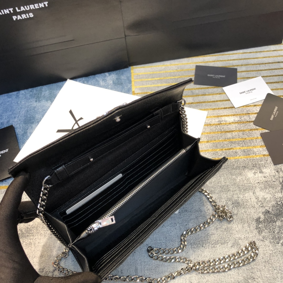Saint Laurent YSL Cassandre Envelope - Black - Silver Metal
