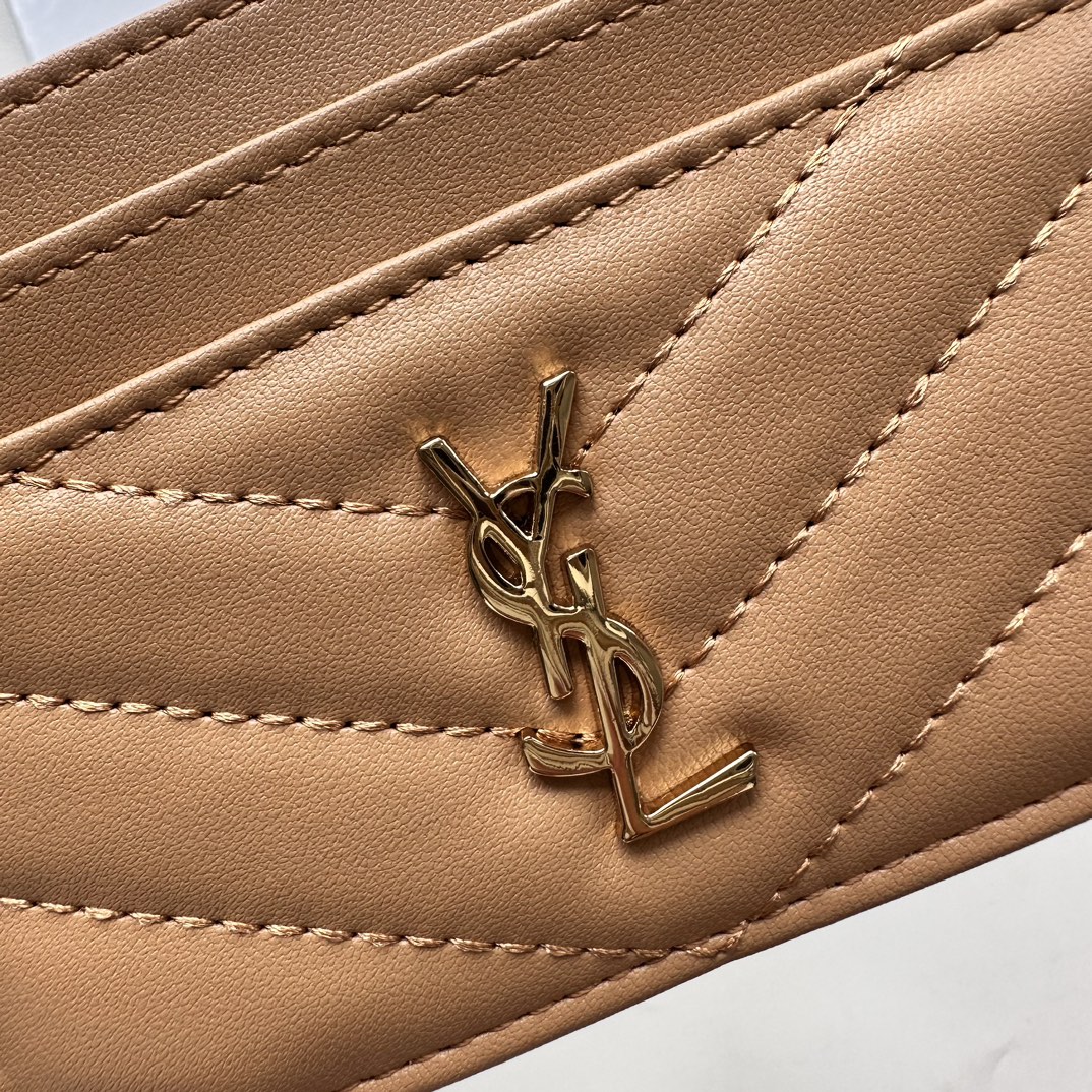 Saint Laurent CASSANDRE MATELASSÉ card case in lambskin -Apricot Wallet