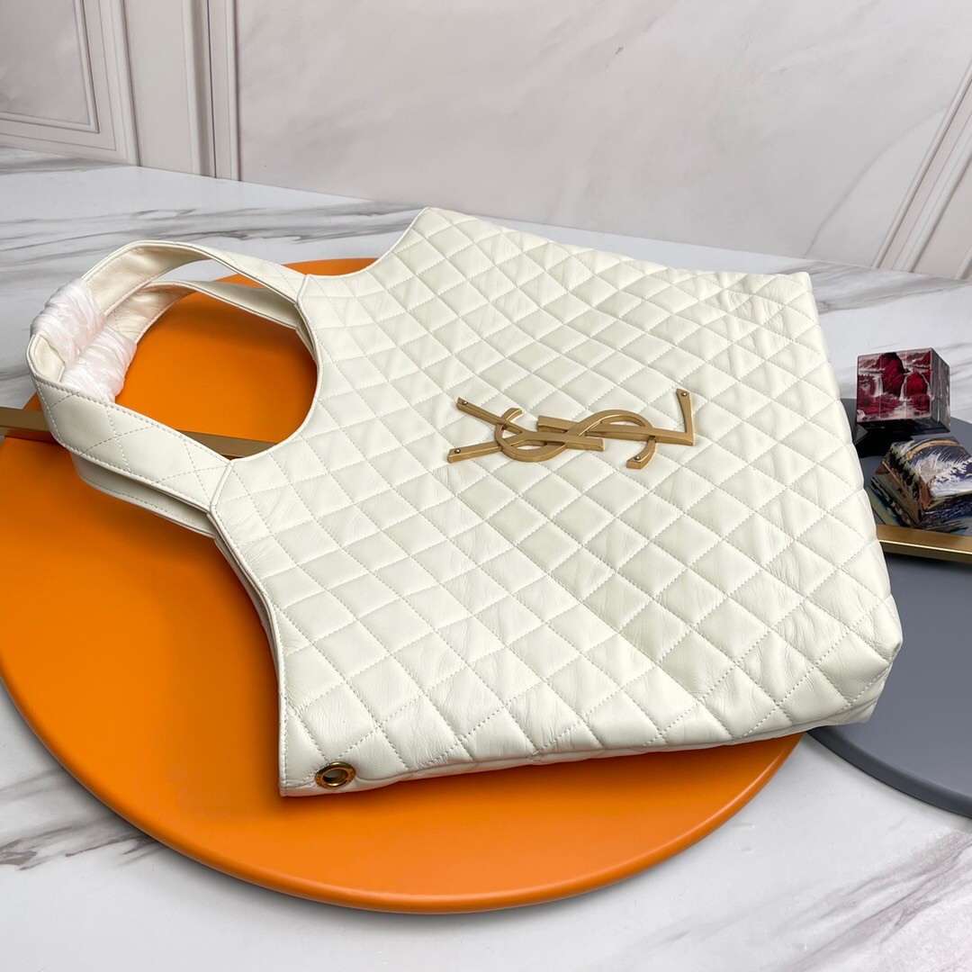 SAINT LAURENT ICARE MAXI SHOPPING BAG IN QUILTED Calfskin WHITE - Bag