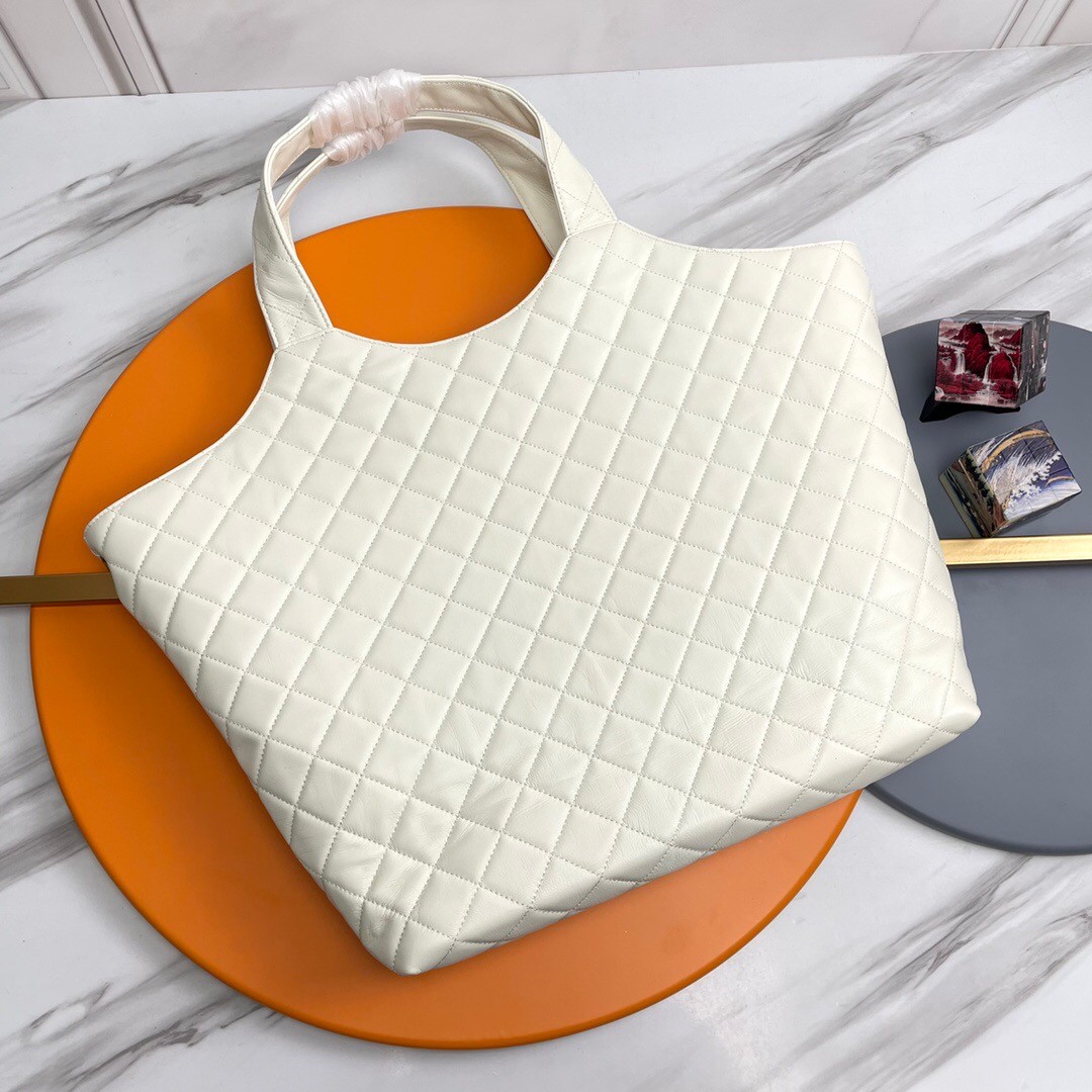 SAINT LAURENT ICARE MAXI SHOPPING BAG IN QUILTED Calfskin WHITE - Bag