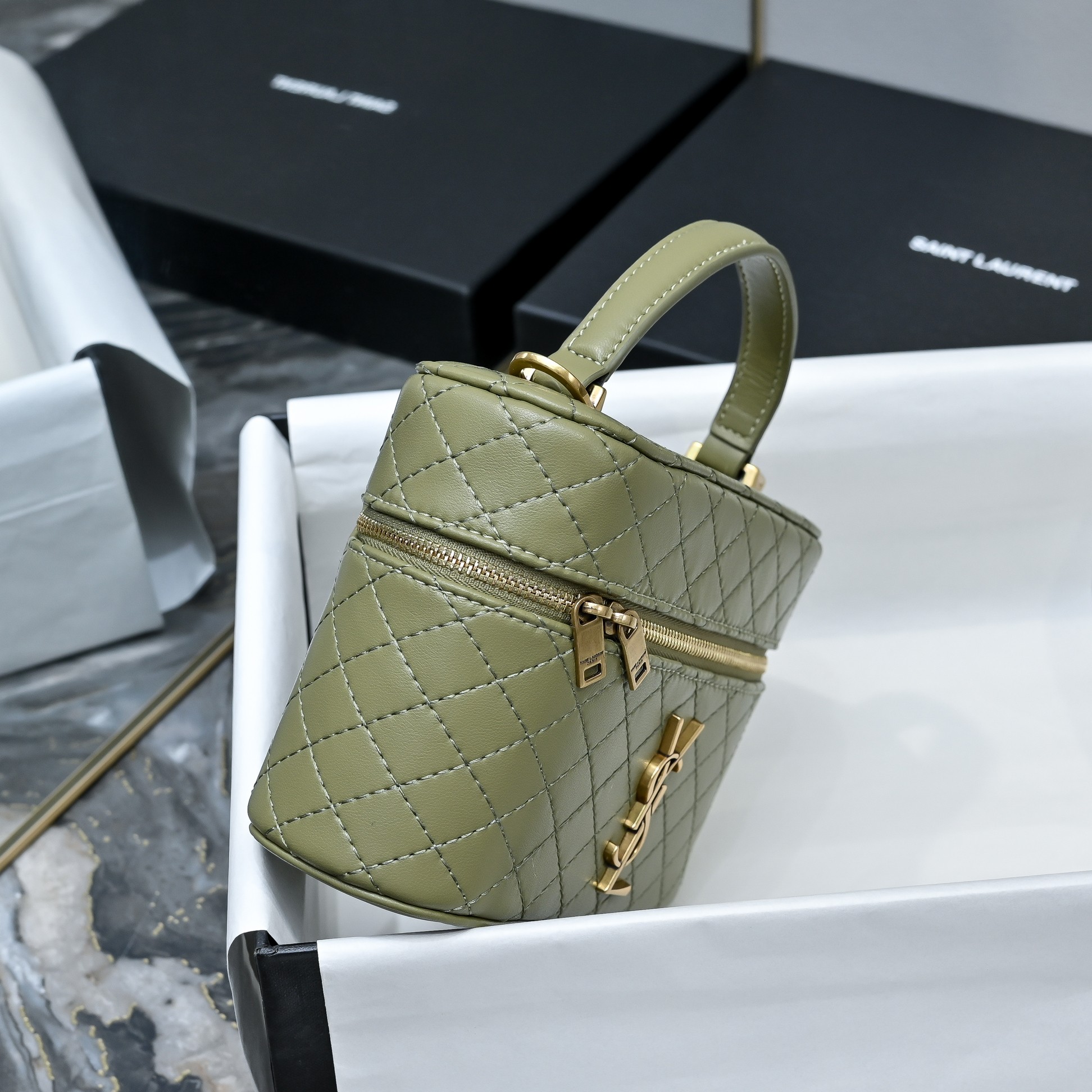 SAINT LAURENT YSL GABY vanity Medium bag in lambskin - MISTY JADE