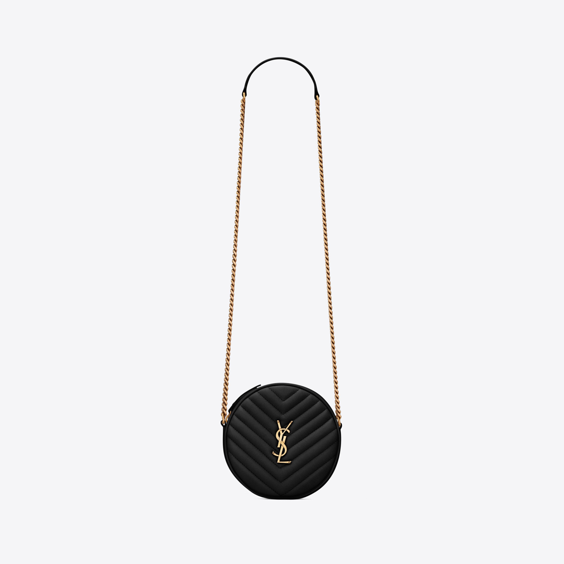 Saint Laurent YSL Round Vinyle Camera Crossbody Bag