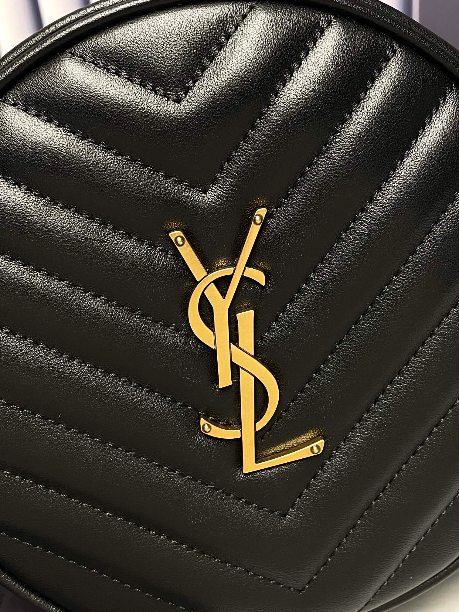 Saint Laurent YSL Round Vinyle Camera Crossbody Bag