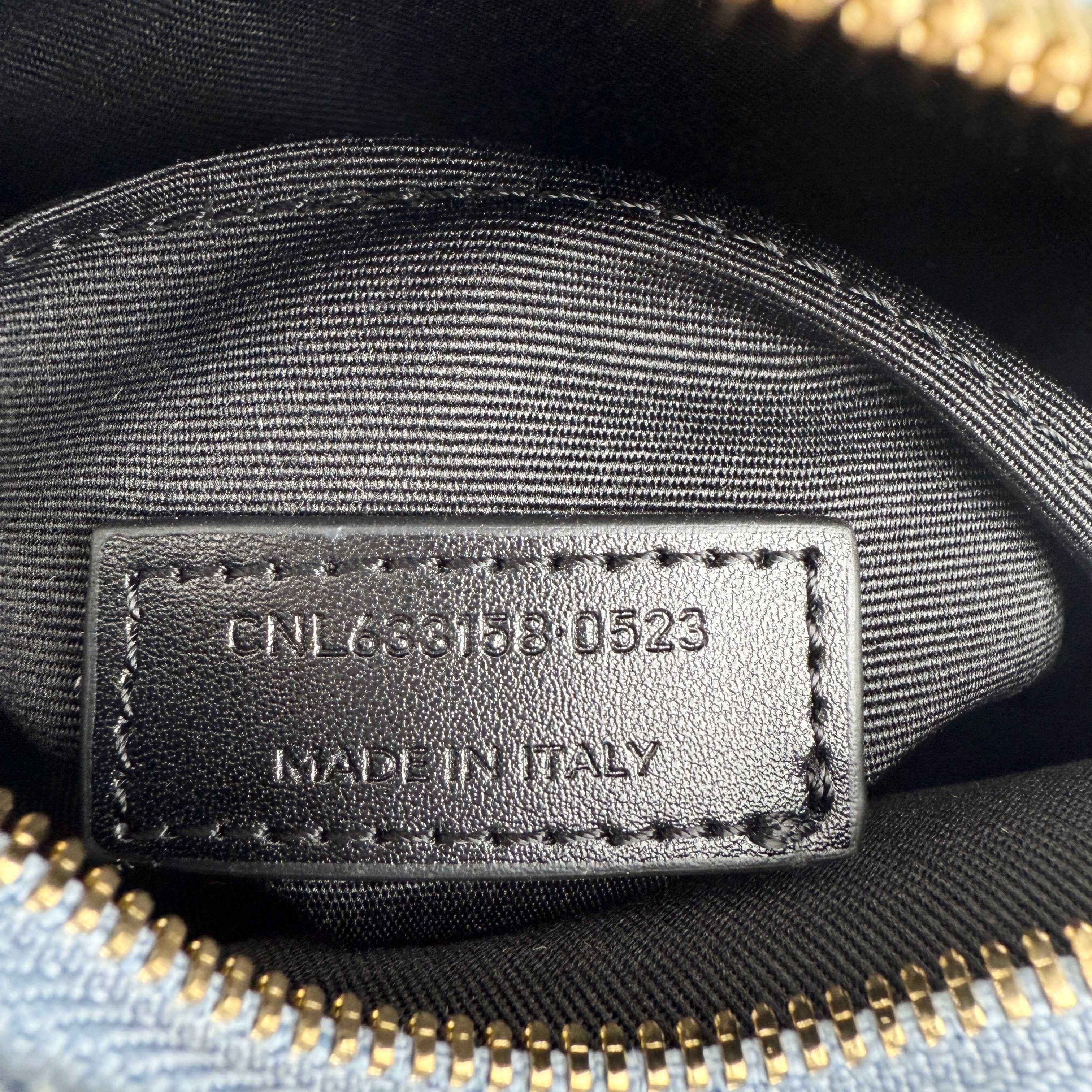 Saint Laurent YSL Round Vinyle Matelassé Quilted Denim Crossbody Bag
