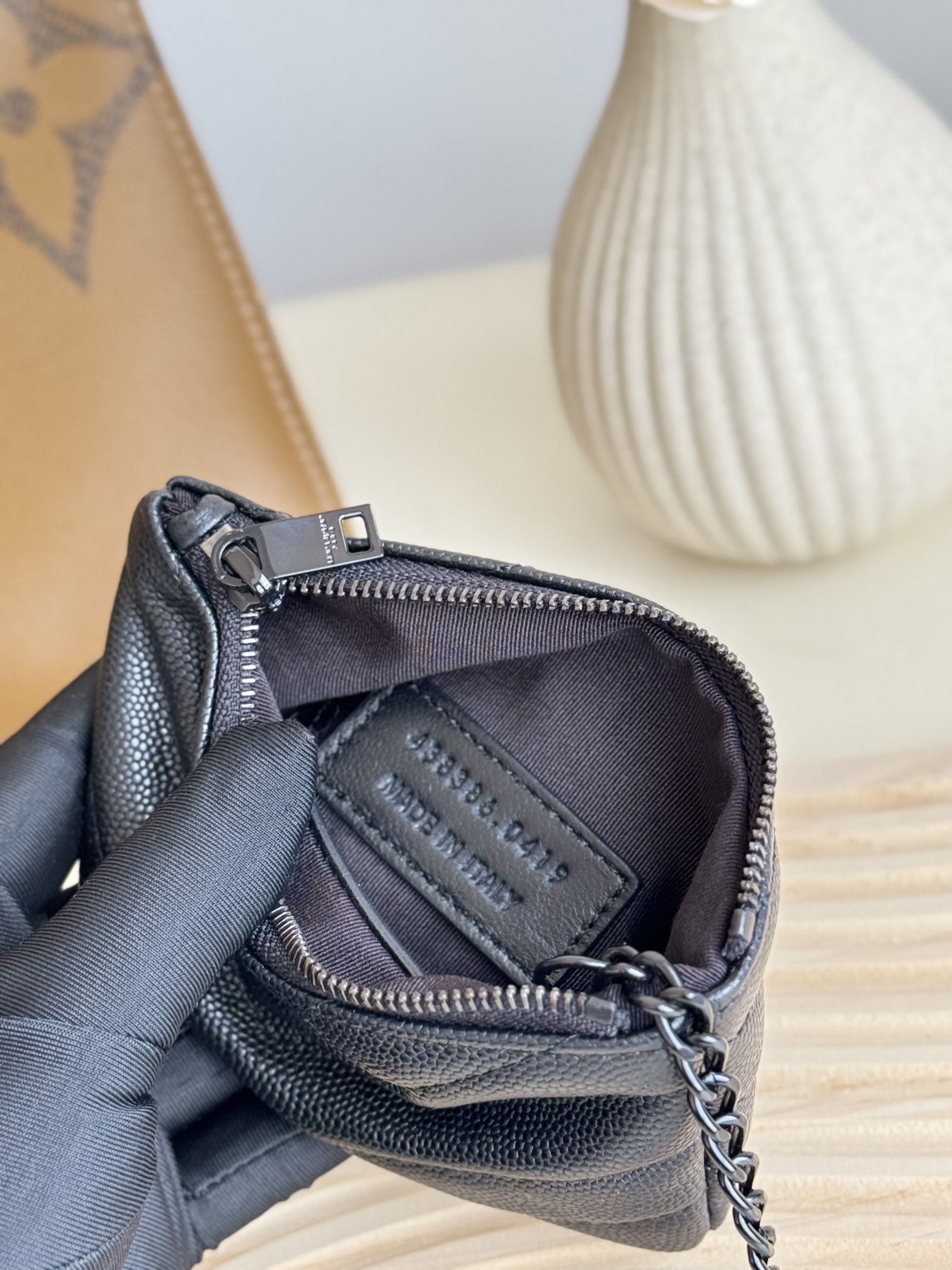 Saint Laurent Ball-Patterned Cowhide Wallet -Black Leather Gold Wallet