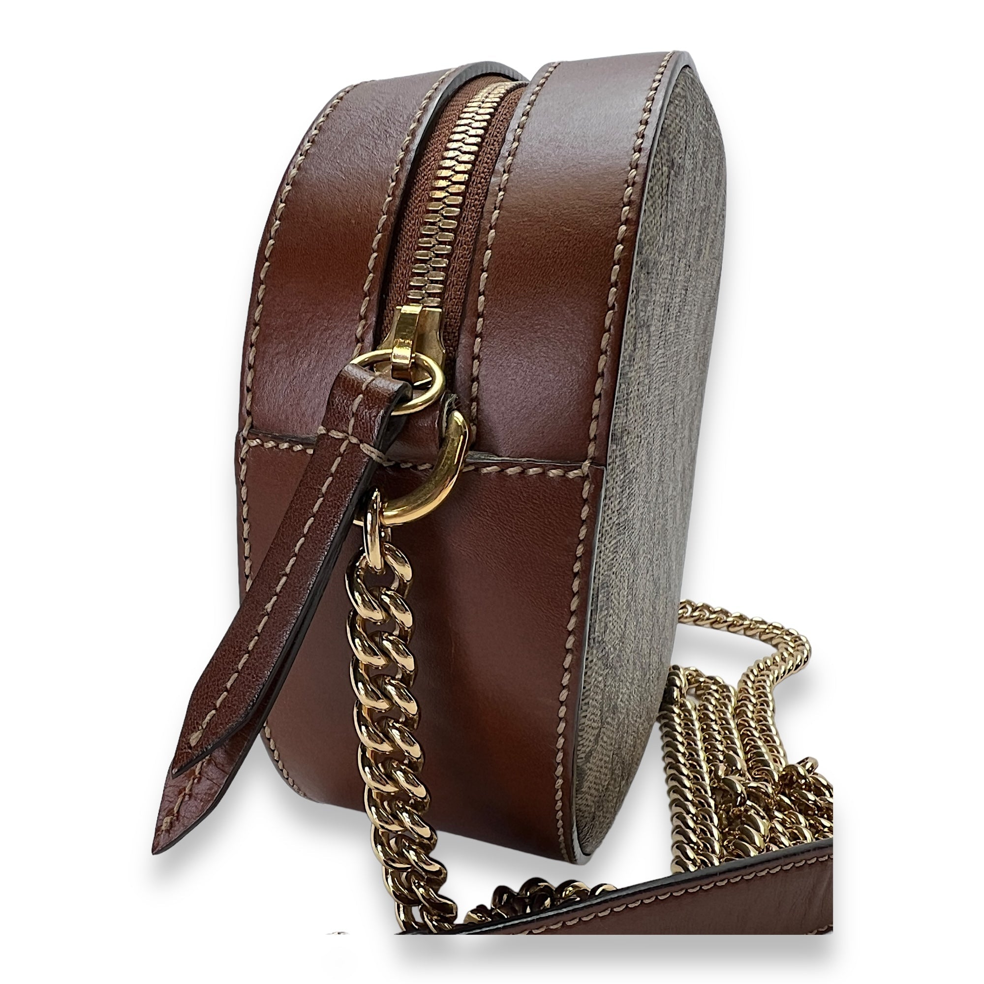 GG supreme Crossbody Bag Brown in Coated Canvas , Gold Hardware