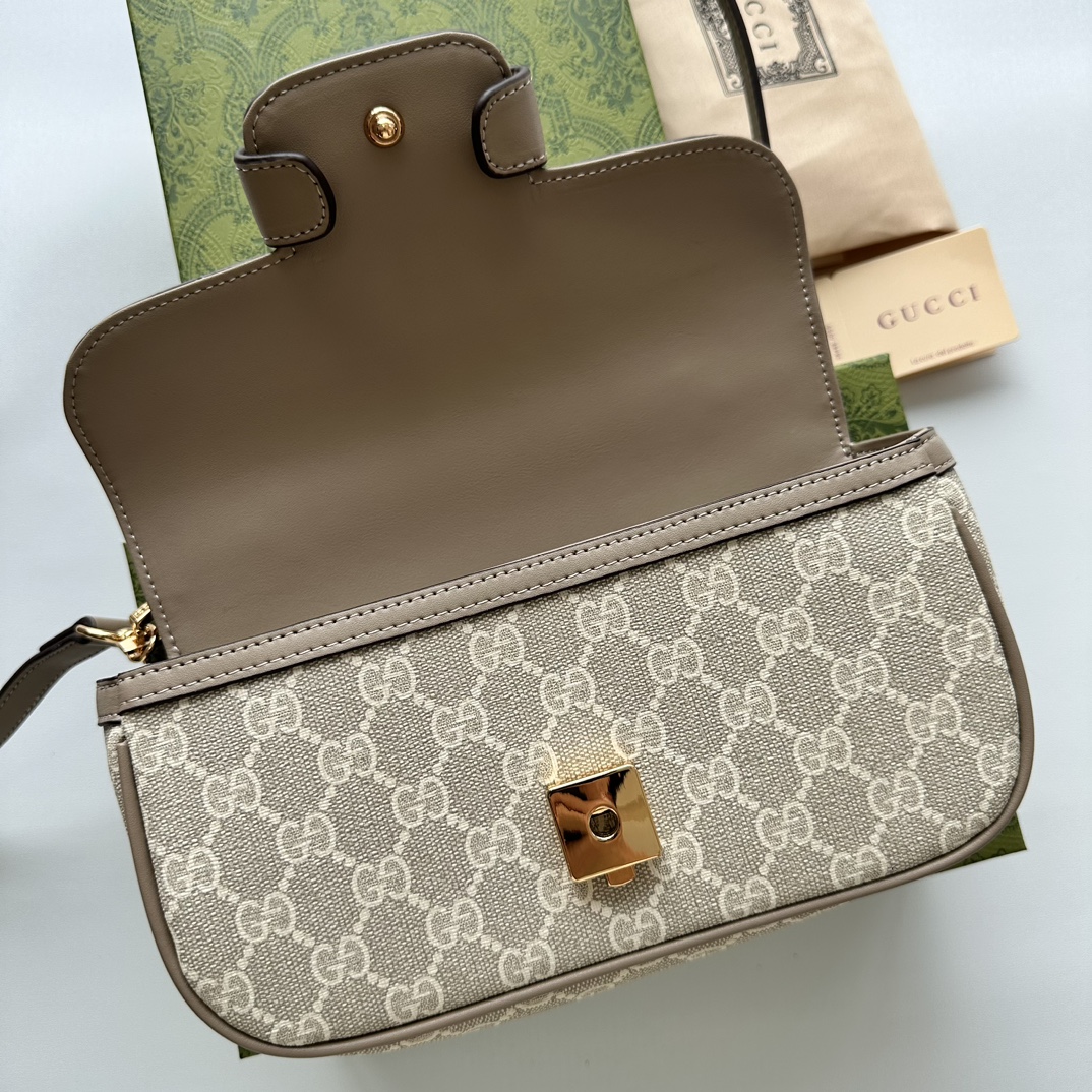 Gucci Horsebit 1955 Small Grey Shoulder Bag