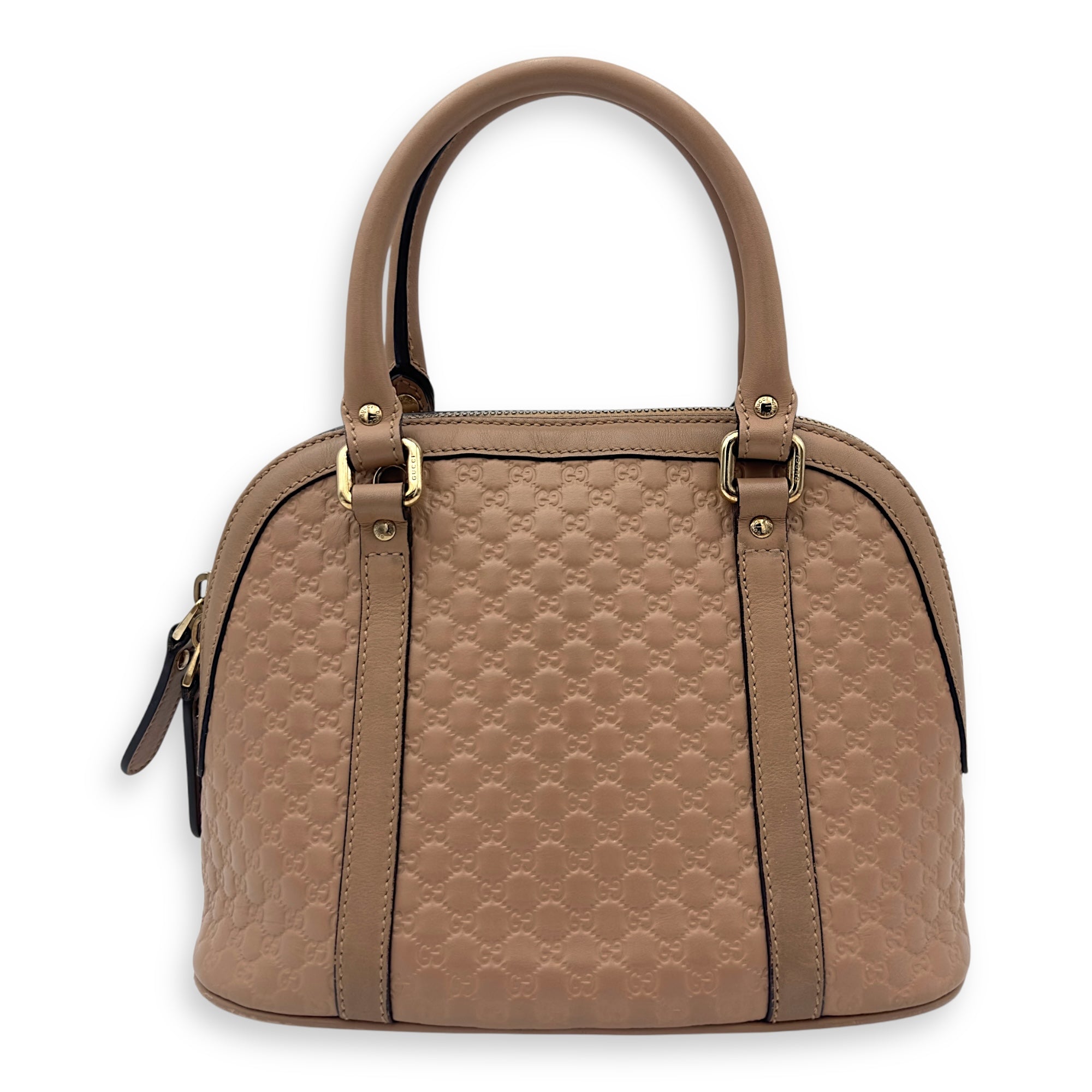 Dome Top Handle Bag Beige in Calfskin, Gold hardware