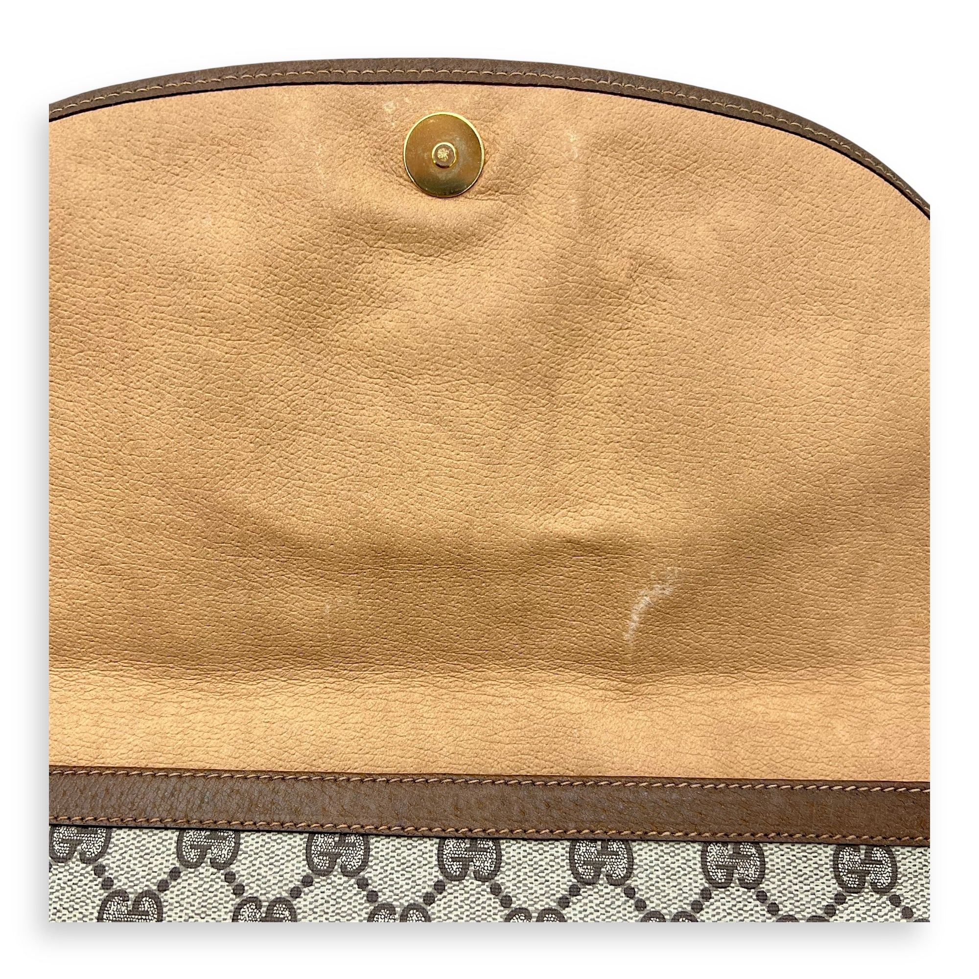 Vintage Clutch Brown in Coated Canvas, Gold hardware