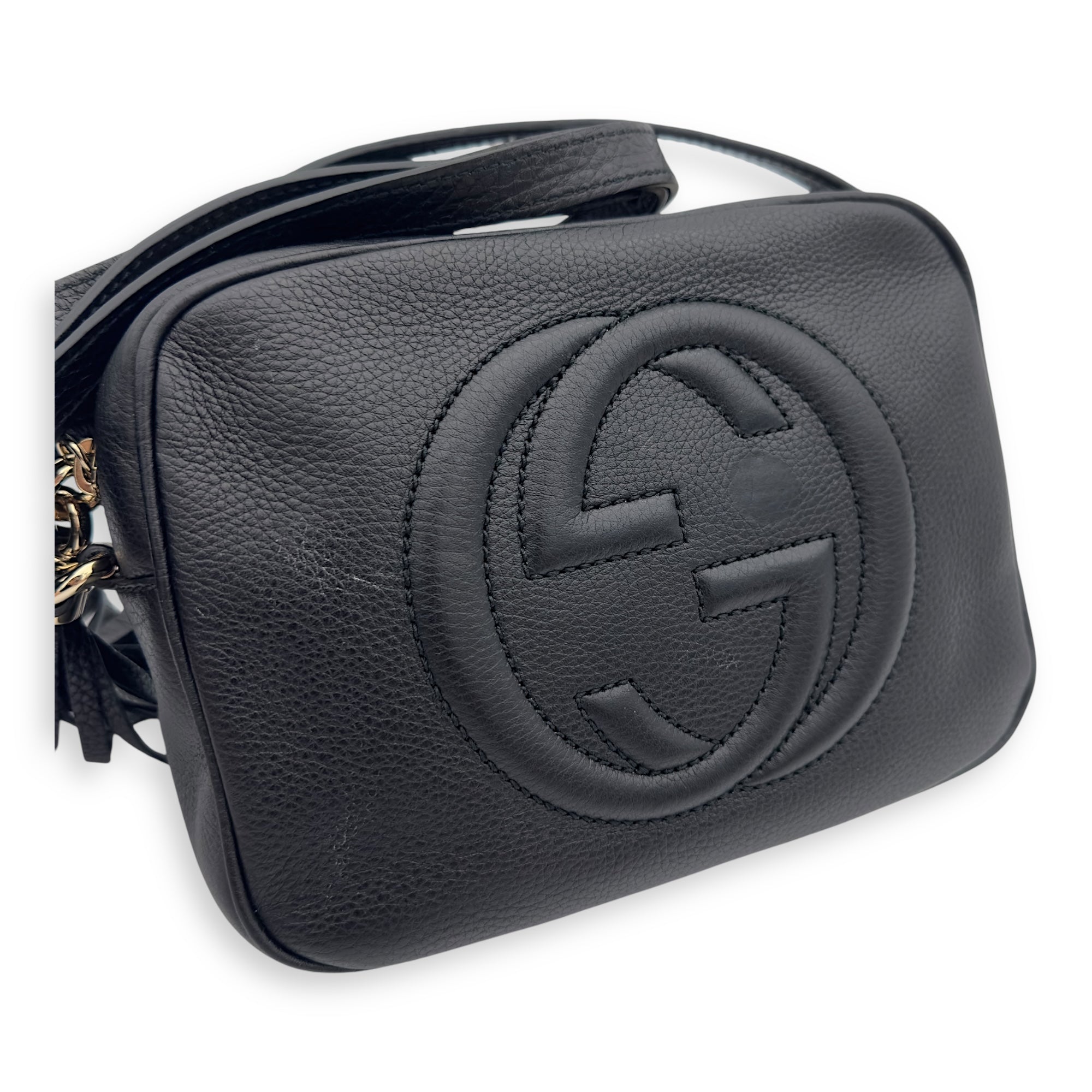 Soho Crossbody Bag Black in Calfskin, Gold hardware