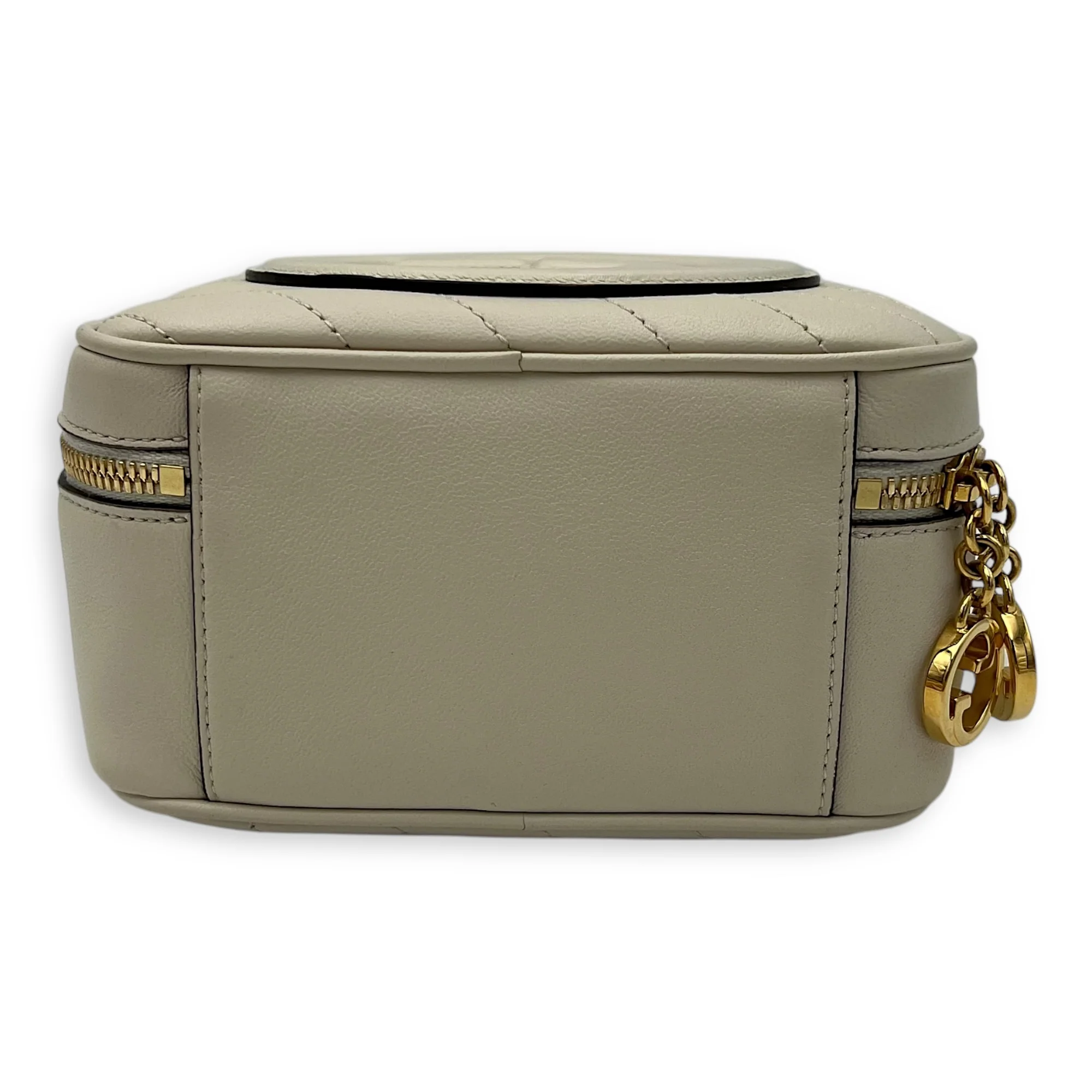 Blondie Top Handle Bag White in Calfskin, Gold hardware