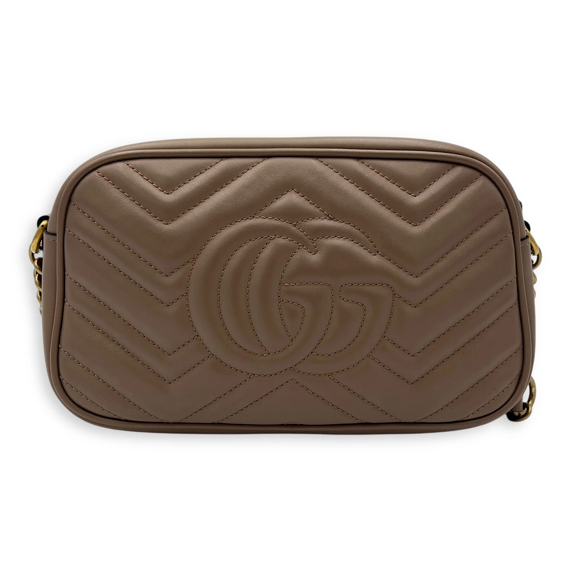 GG Marmont Crossbody Bag Medium Pink in Calfskin, Gold hardware