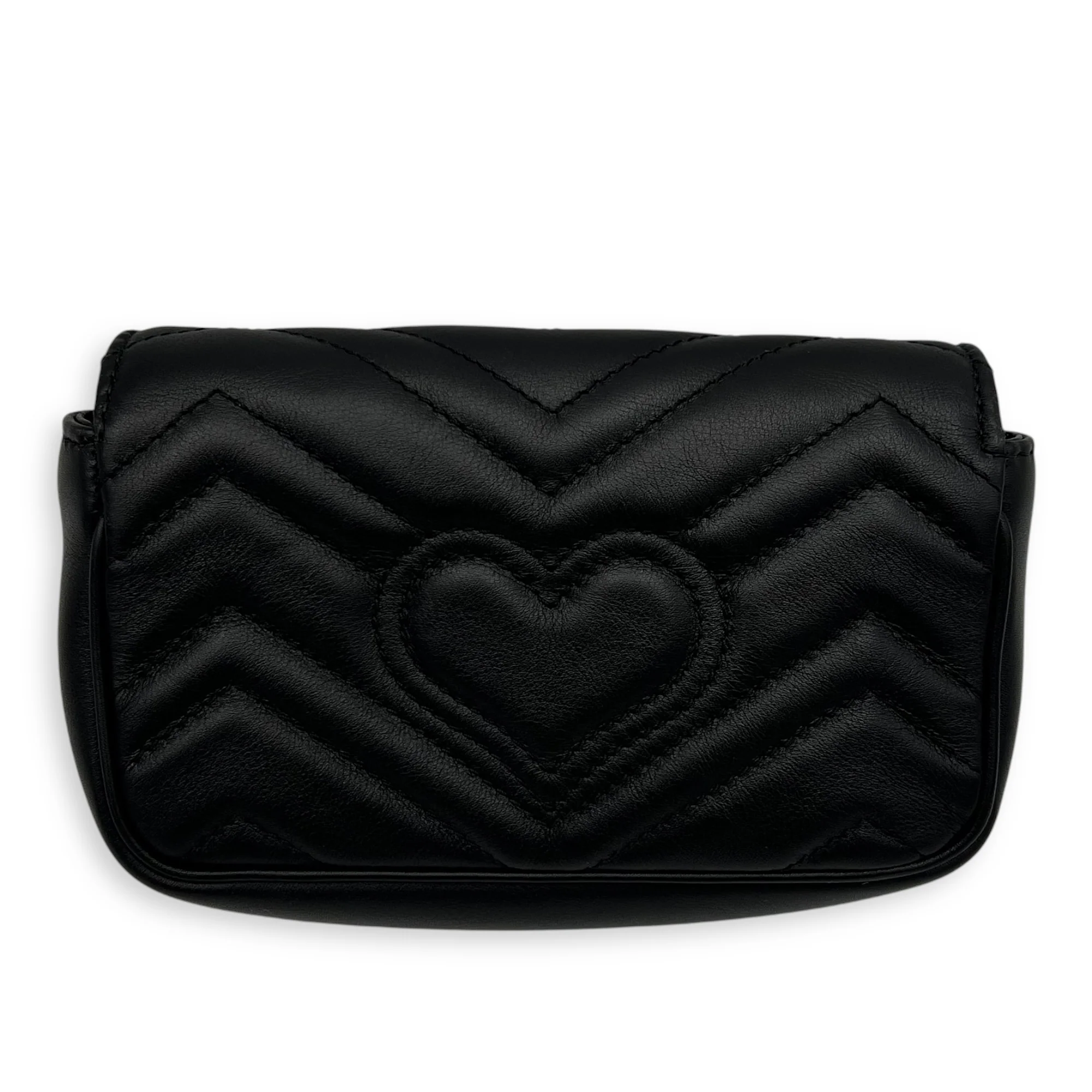 GG Marmont Crossbody Bag Super Mini Black in Calfskin, Gold hardware