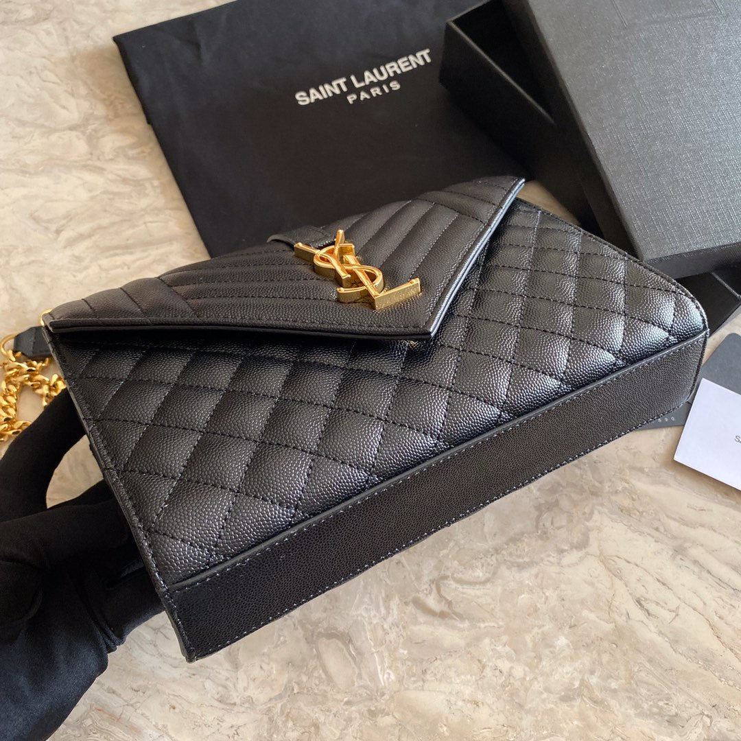 YSL Envelope Medium Bag In Mix Matelasse Grain De Poudre Embossed Leather