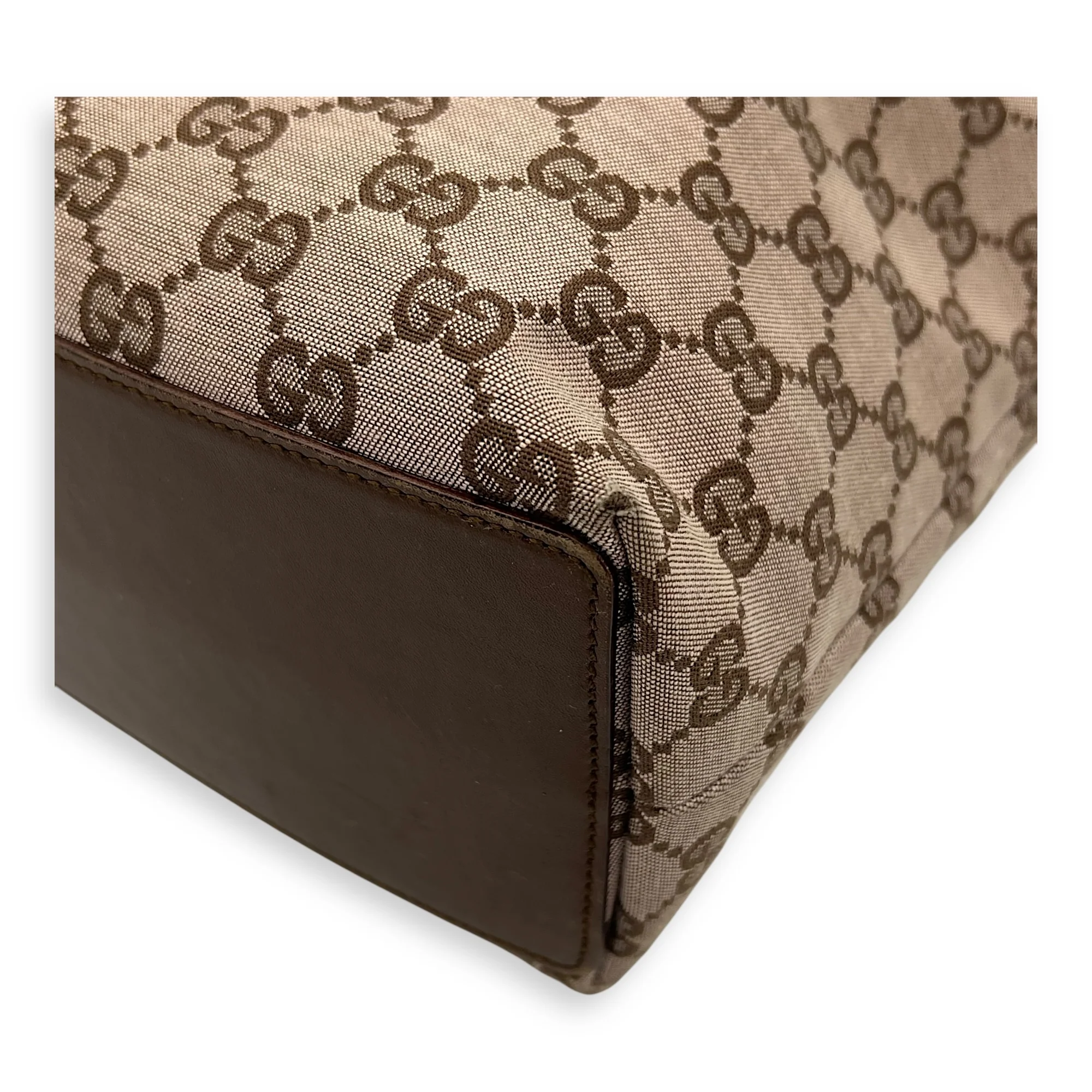 GG Tote Bag Brown in Canvas, Gold hardware