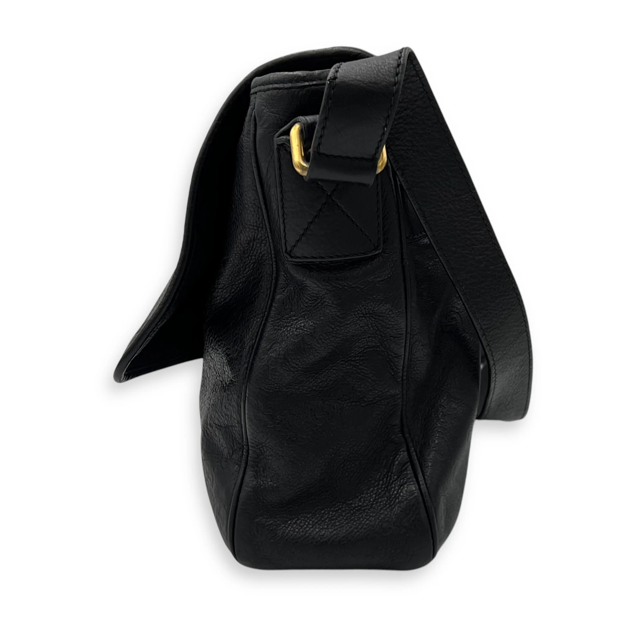 GG Supreme Black Messenger in Calfskin, Gold hardware
