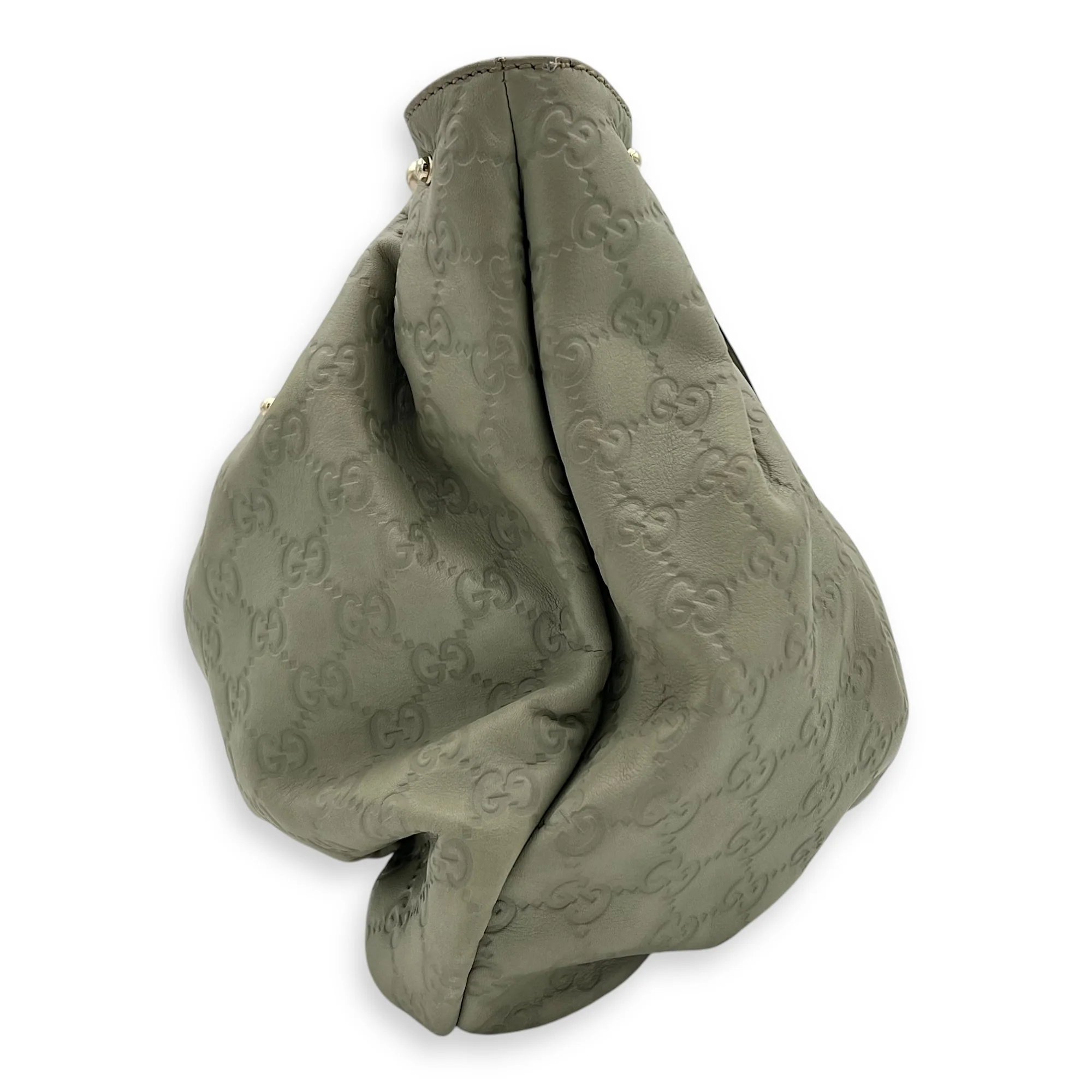 Guccissima Shoulder Bag Green in Calfskin, Gold hardware