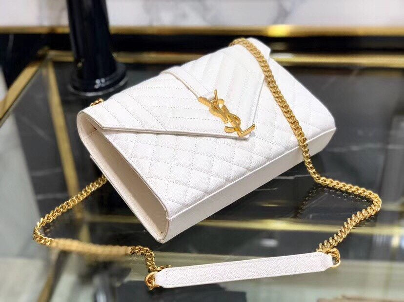 YSL ENVELOPE MEDIUM BAG IN MIX MATELASSÉ GRAIN DE POUDRE EMBOSSED LEATHER