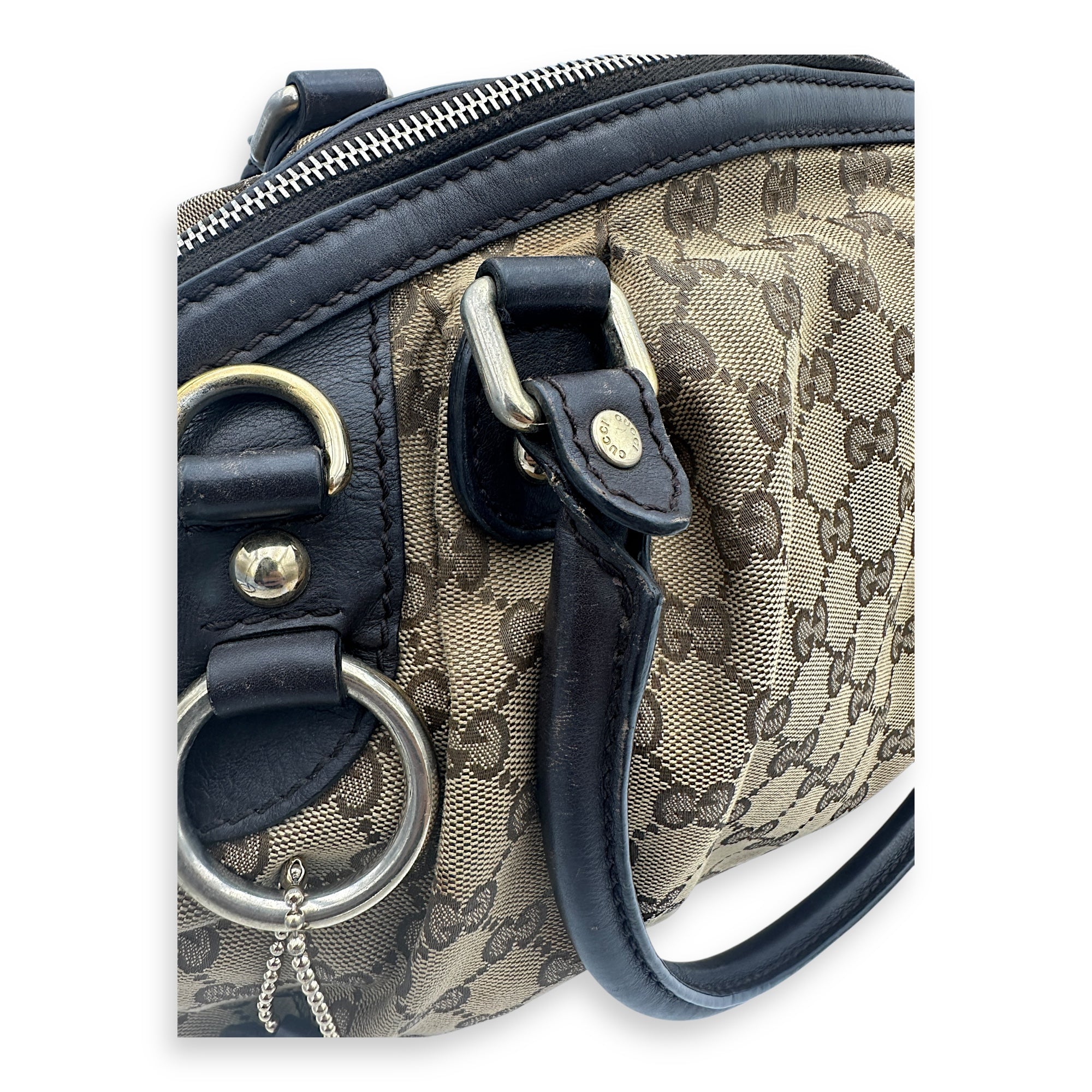 Sukey Top Handle Bag Brown in Canvas, Gold hardware